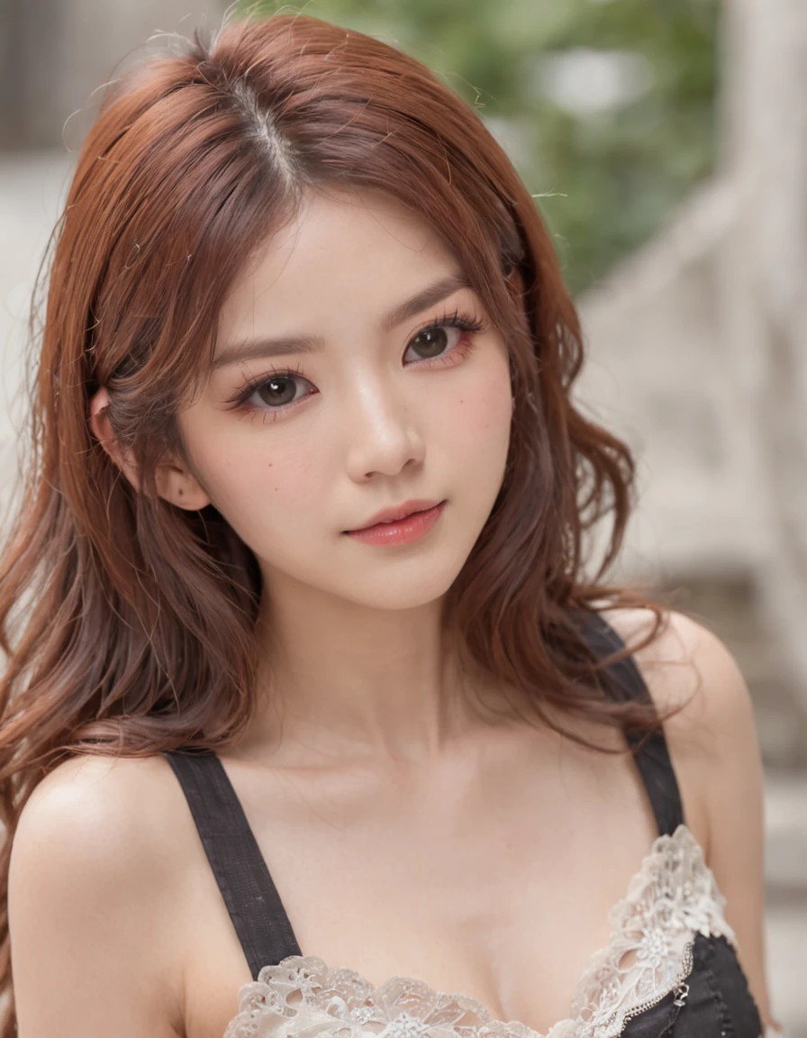 8K original photos、Beautuful Women:2.0、24 years of age、jpn、lovely small breasts、((cheer girl:1.5))、A miniskirt、Beautiful eyes finely detailed、eyeslashes、((Brown eyes:1.2))、beautiful double eyelid、eye shadows、Perfect eye makeup、((A smile:1.6))、beautiful and thin legs、(Maroon hair)、Medium hair、Fluffy hair、stadio、Daytime、latina、Photorealsitic:1.9、Sexy navel、Skinny legs、long leges,(high-heels:1.3),tthin eyebrows、tear bag、lofty nose、((Highly sexy))
