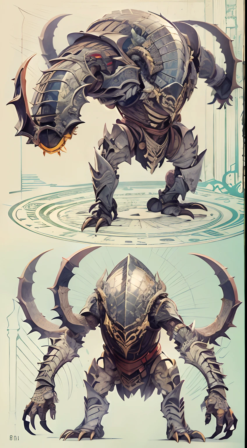 Game character standing drawing design,Beetle monster,cunning,8 Limbs,Knuckle knife,Fighting posture,(full bodyesbian:1.4),with black background,clean backdrop,depth of fields,high light,Real light,Ray traching,OC renderer,UE5 renderer,Hyper-realistic,best qualtiy,8K,Works of masters,super-fine,Detailed pubic hair,Correct anatomy,