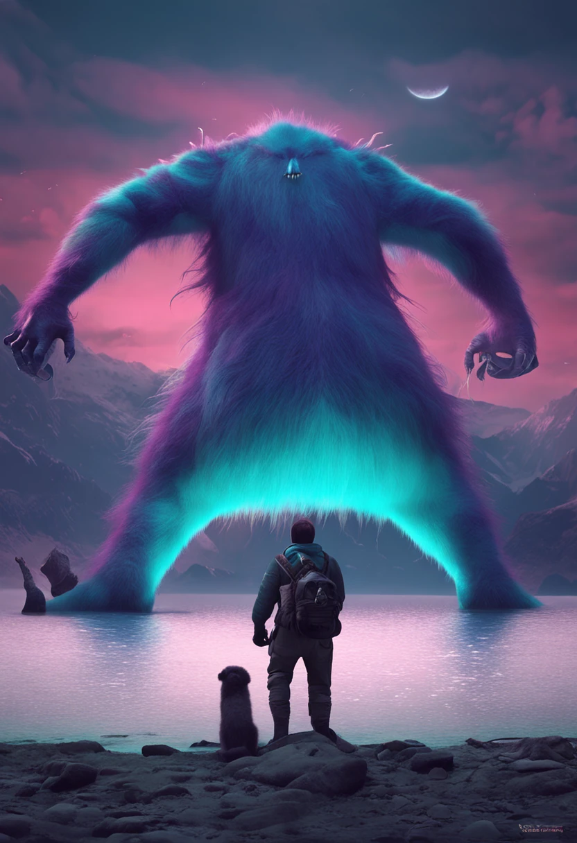 Monster Corporation Mike Vazovsky,Funny monster horde,large green eyes,Blue cheeks,Purple spots,Furry blue fur,Pointed teeth,Close to the actual shooting effect。