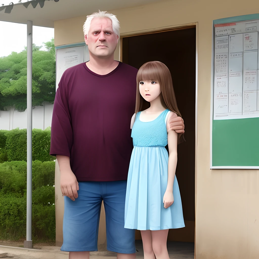 A middle-aged greasy balding old uncle raped a high school big cute girl who was stripped naked