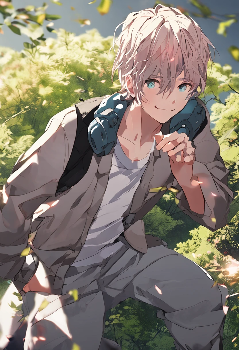 (masutepiece),1boy ,Ayakoji, Cool hair, Beautiful eyes, looking at view, Portrait,Quiet smile ,Party Balloon ,super detailed,Half body details, front
