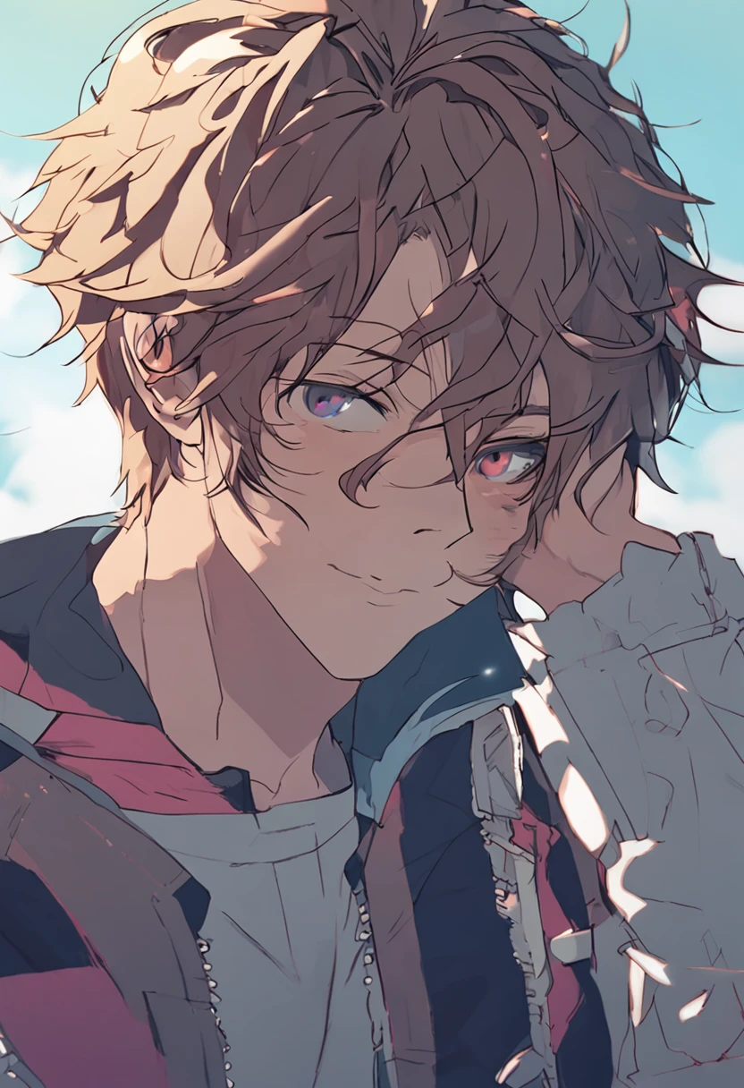 (masutepiece),1boy ,Ayakoji, Cool hair, Beautiful eyes, looking at view, Portrait,Quiet smile ,Party Balloon ,super detailed,Half body details, front