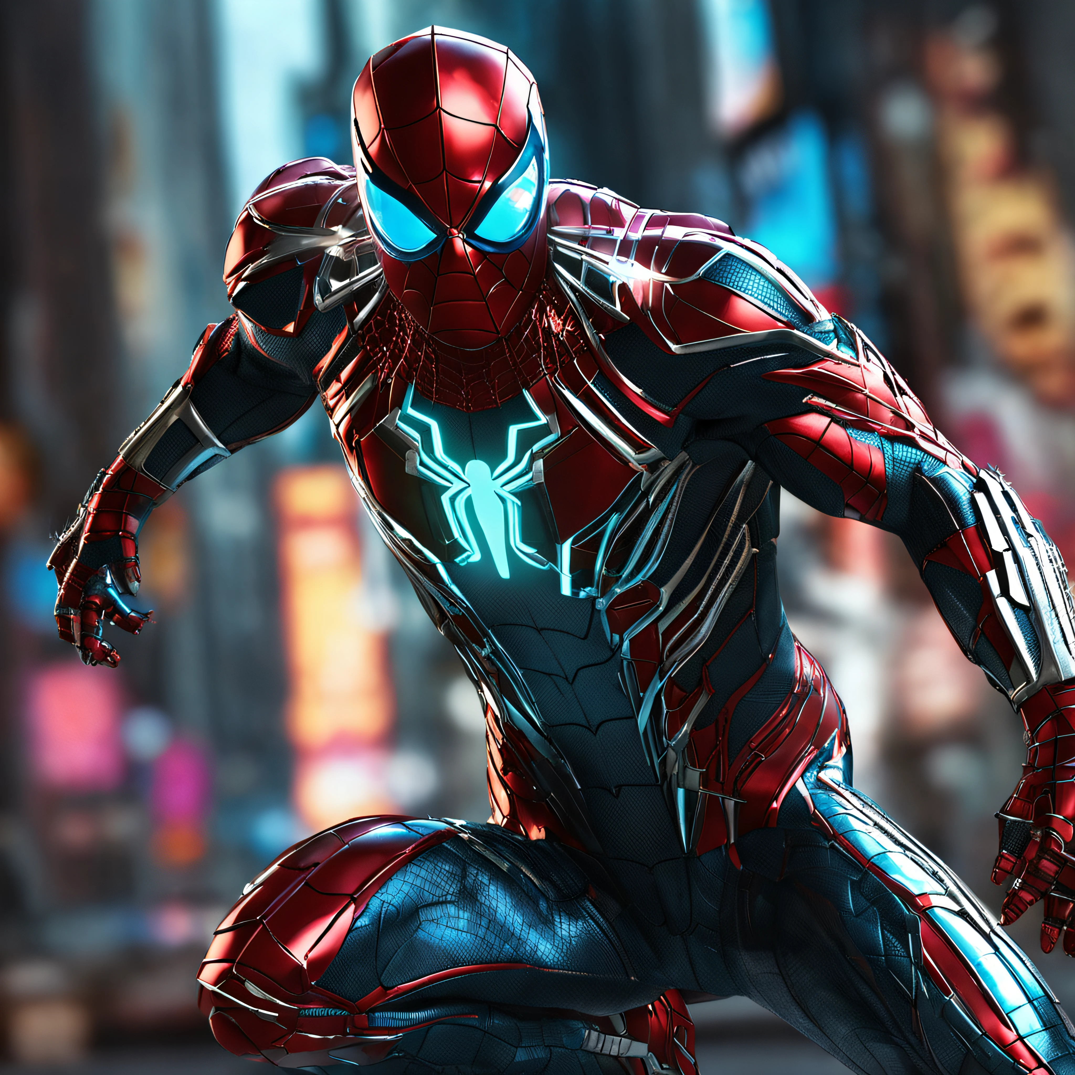 Spider-Man, a sharp suit of armor, Cool style, full of technology