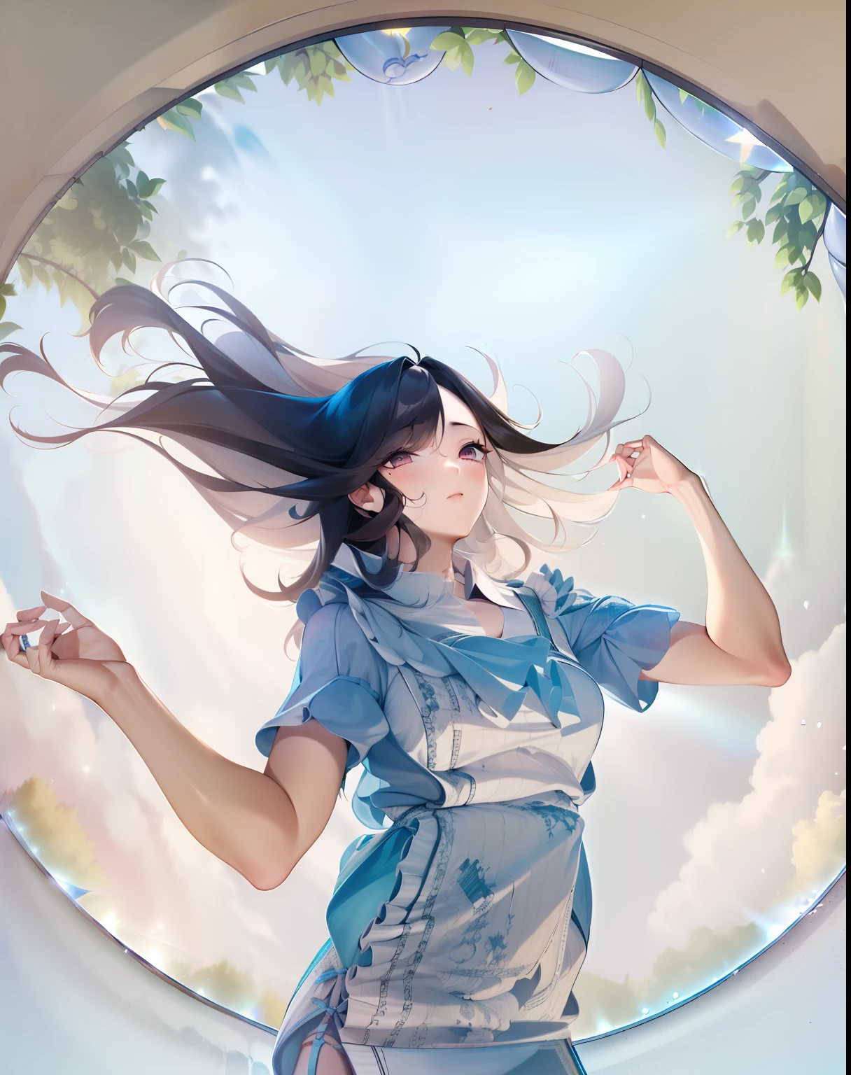 ((masterpiece)),(((best quality))),(character design sheet, same character, front, side, back), illustration, 1 girl, hair color, bangs, hairstyle fax, eyes, environment change scene, Hairstyle Fax, Pose Zitai, Female, Shirt Shangyi, Star, Charturnbetalora, (simple background, white background: 1.3), --6