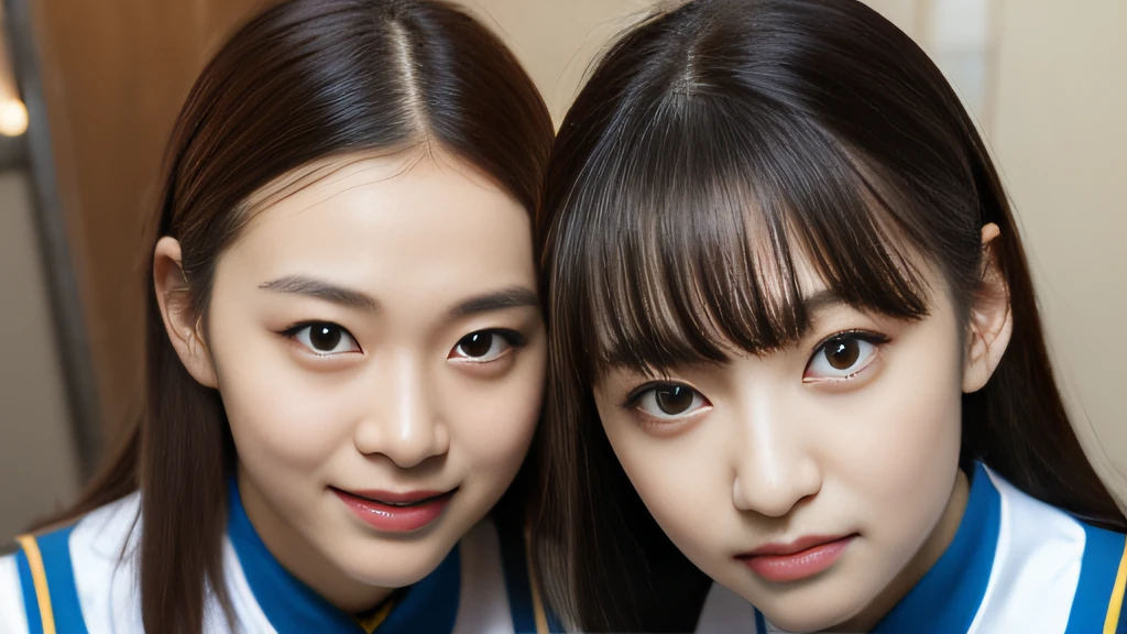 Beijing yellow-haired girl、White Skin Skin、chineseidol、年轻、Thick eyebrows、Black eyes、biting lip、Full of arrogance、Cheer Uniforms、Custom JF clothing、(1 female secondary school student)、In the school bath、Sit on a book、Slim eyebrows、Brown hairpins、hentail realism、8K、tmasterpiece、A high resolution、、anatomically correcte、、from above view、32K quality