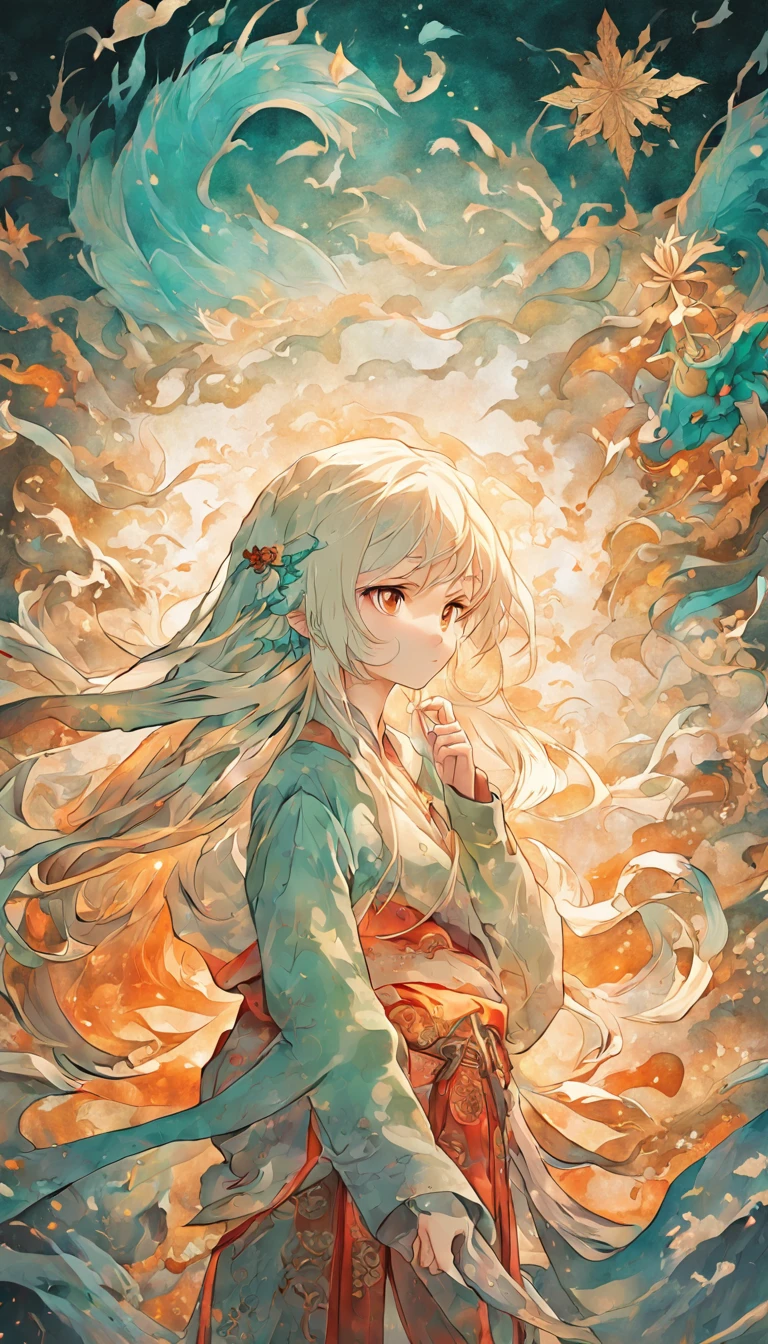 (White background:1.4),(Solon's silhouette, Eyes closed, Long green hair, Oriental elements),(Chinese illustration:1.3,paper art:1.3, Quilted paper art:1.2),( reasonable design, Clear lines, High sharpness,Best quality, Very detailed, Masterpiece, movie light effect, 4K )