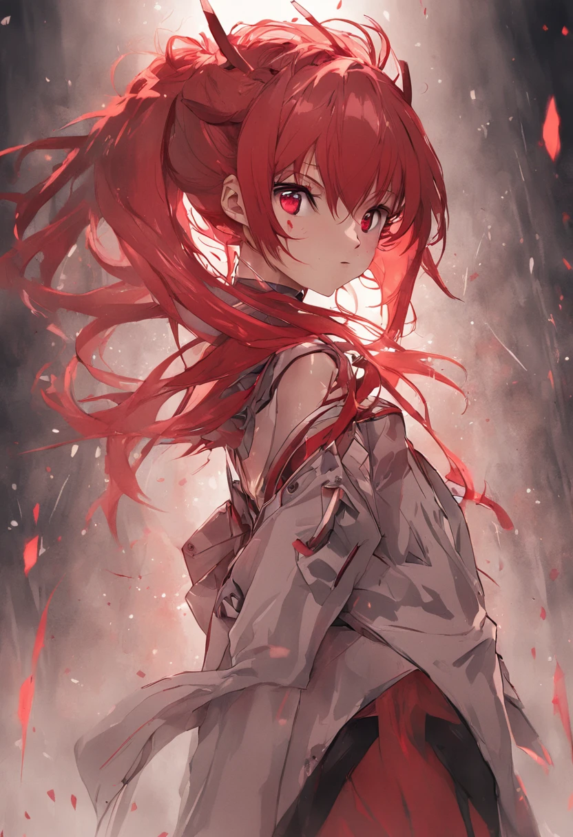 fine Illustration artstyle by Russ Mills, luis Royo, Darek Zabrocki, beautifull woman, pmmmKyouko, ((Sakura Kyoko, Madoka Magica, spear, {red hair, long ponytail})), upper body dynamic posture, soft skin, hyperdetailed eyes, red eyes, hyperrealism, highly detailed, sharp focus, masterpiece, perfect composition, art, chiaroscuro, artstation, unreal engine 5, octane render, 8K, UHD, style by losh, wlop