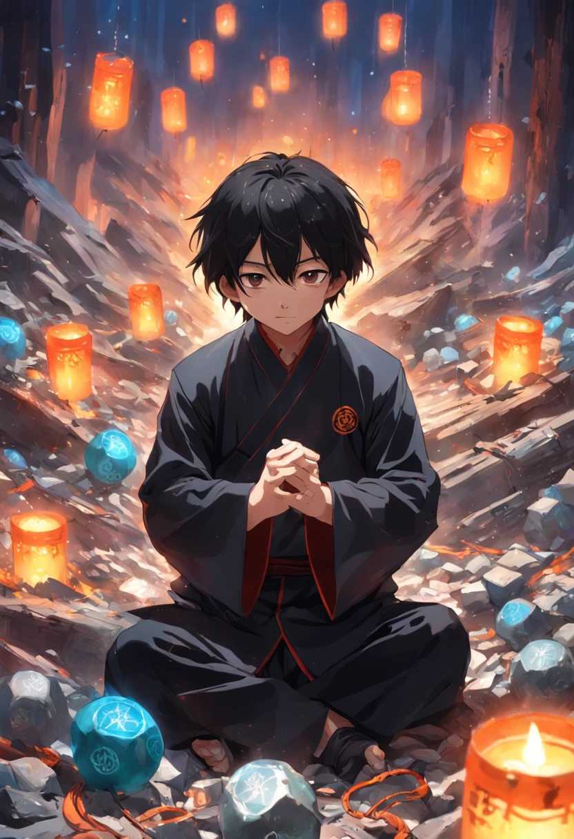 Hao Tianjing sat next to the waste pile,Holding a black shiny bead in his hand,He closes his eyes,Start chanting something like a mantra,A circle of faint light appeared around them。