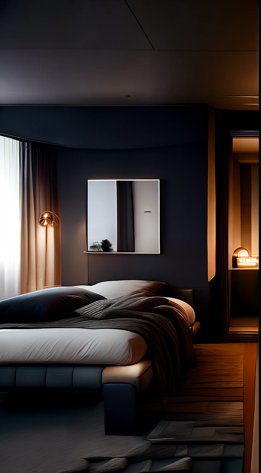 Wahnsinnig detaillierte Weitwinkel-Architekturfotografie, Cosy, modernes Schlafzimmer, Interessante Lichter und Schatten, award-winning contemporary interior design, Architektur,FURNITURE,drinnen,buildings,Zimmer,RUG,Pflanze,WOHNKULTUR,Couch,Stuhl,INNENARCHITEKTUR