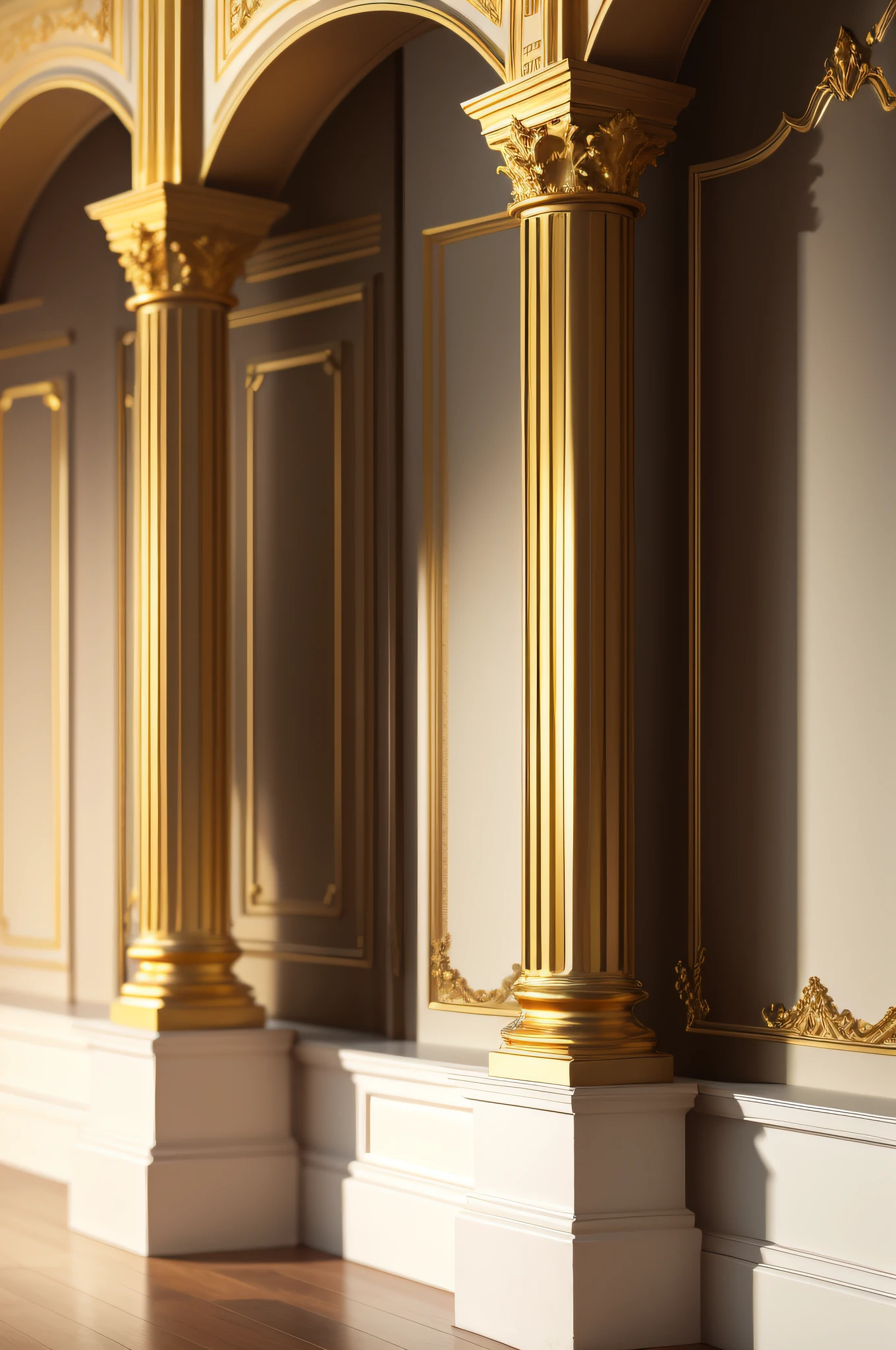 European gold columns，European gold walls，European skirting board，Carved