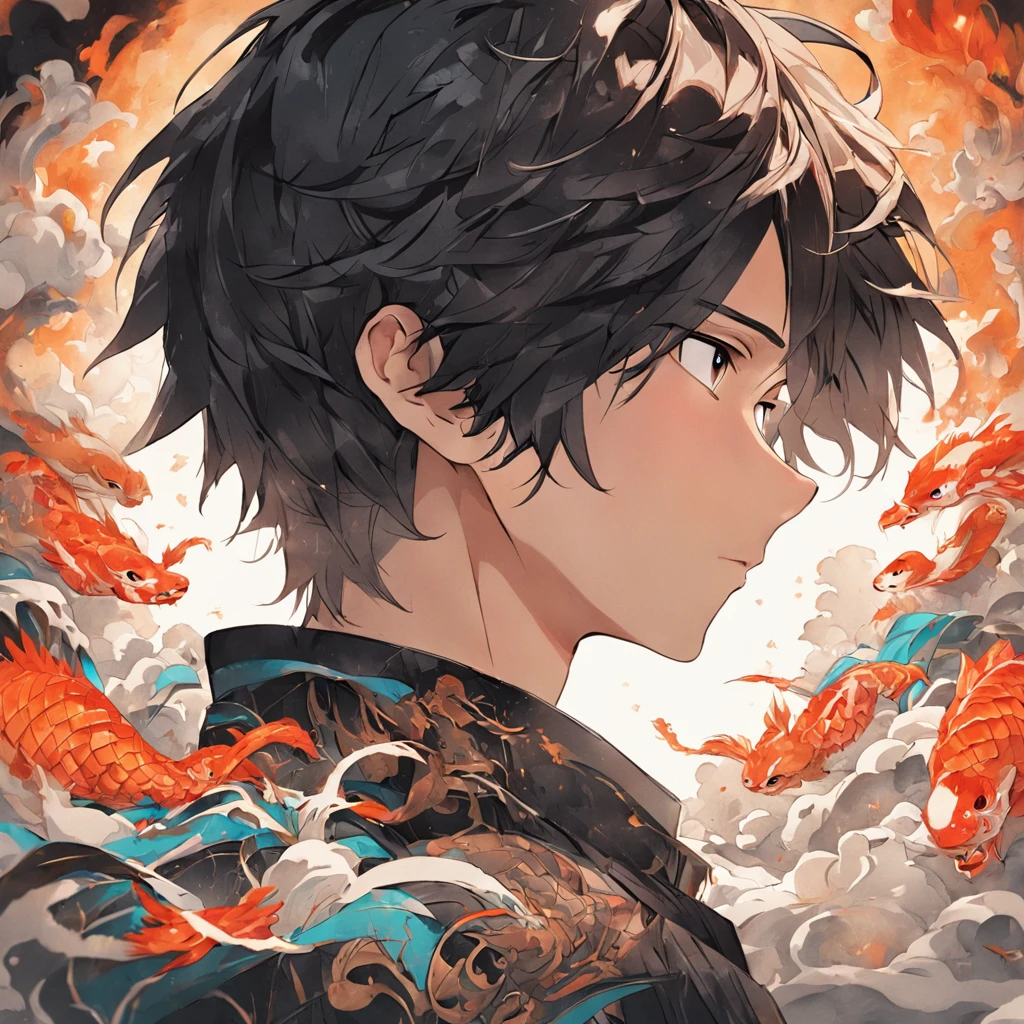 (White background:1.4),(Silhouette of a boy's head, Eyes closed, Short black and refreshing hair, Oriental elements),(Chinese illustration:1.3,paper art:1.3, Quilted paper art:1.2),( Reasonable design logo, Clear lines, High sharpness,Best quality, Very detailed, Masterpiece, movie light effect, 4K )