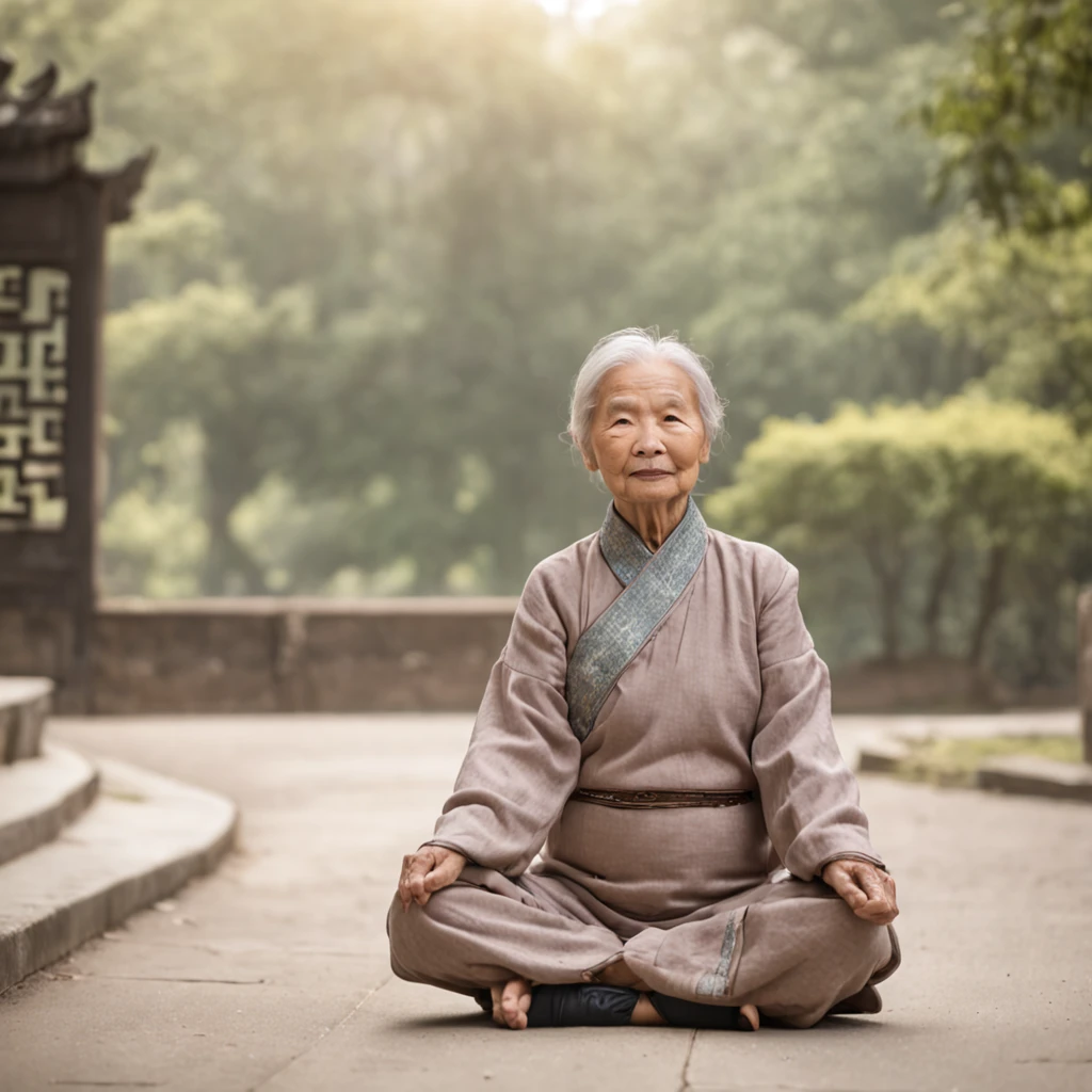 Exercising Chinese elderly，in a panoramic view