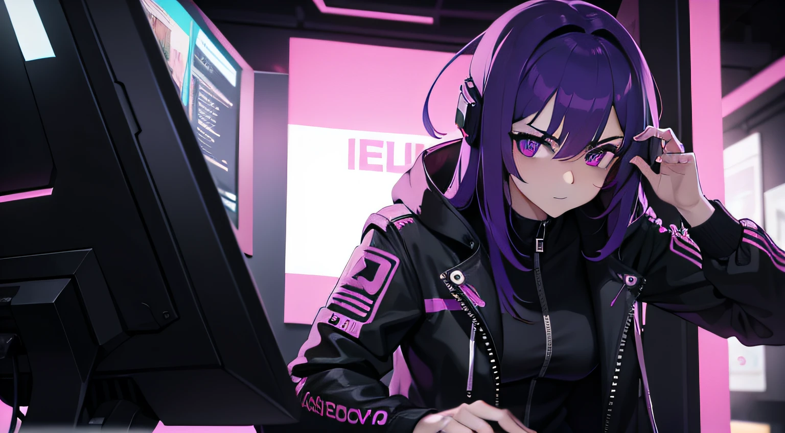 Papel de parede cyberpunk roxo gamer badass