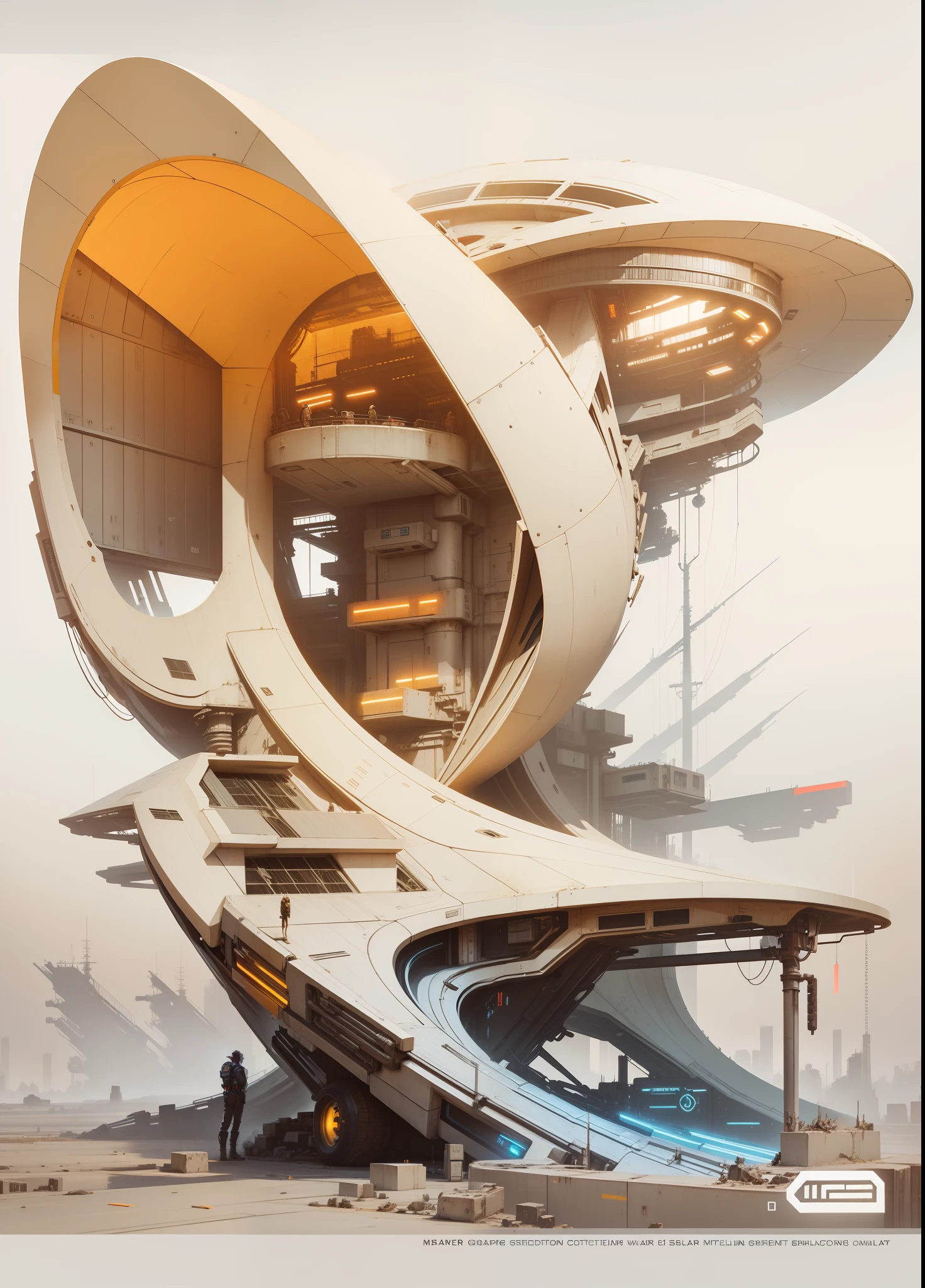 Machinary，Cyberpunk color scheme，buliding