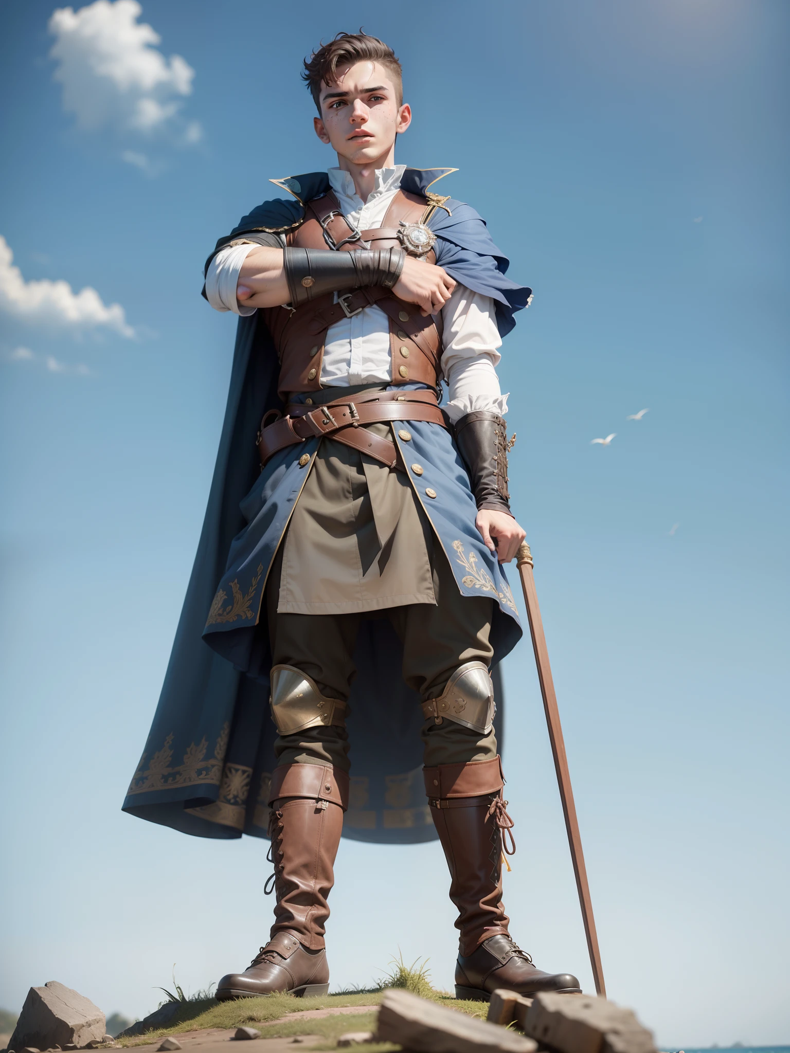 Vasco Anes Colte-Real, Determined, 16th century, Renaissance, The Age of Discovery, seafarer, captain, explorer, Middle-aged, 16 yaers old, Young person, Man, Brown hair, Portuguese, resilience, Daring, rude, impolite, Energetic, inquisitive,Solid, Strong, setia, preparing to fight