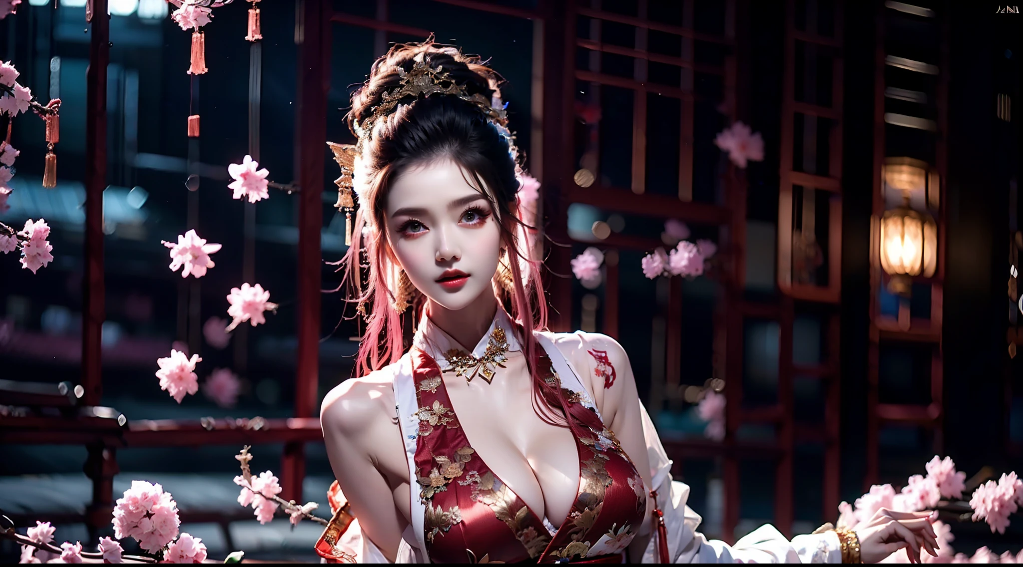The Chinese bride walks through the auditorium wearing a phoenix crown and a golden and red wedding dress。Use Midjourney's advanced brush tools、Color palettes and texture packs,For her skin、The garments are given intricate textures,Added realism,And add Chinese wedding elements to the scene,Add realism even further,The whole scene is filled with dreamy happiness like a traditional festive scene。Through Midjourney's powerful tools,We approach it with incredible detail,Bring this beautiful and dreamy scene to life。The whole illustration is full of realism and shock,It is a work of masterpiece quality and the best texture。Large wide angle,Ultra-telescopic lens, hdr,(真实感,Masterpiece quality,best qualtiy),