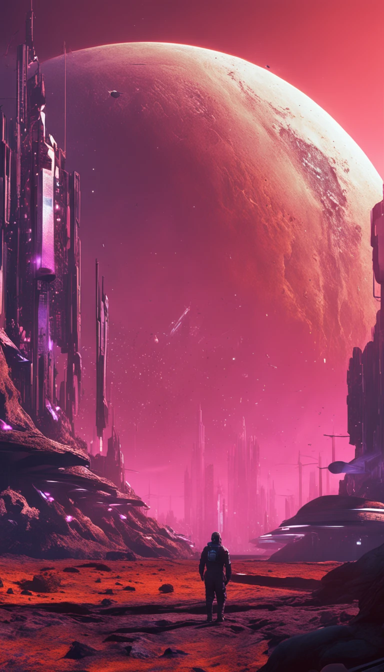 Cyberpunk landscape of Pluto time