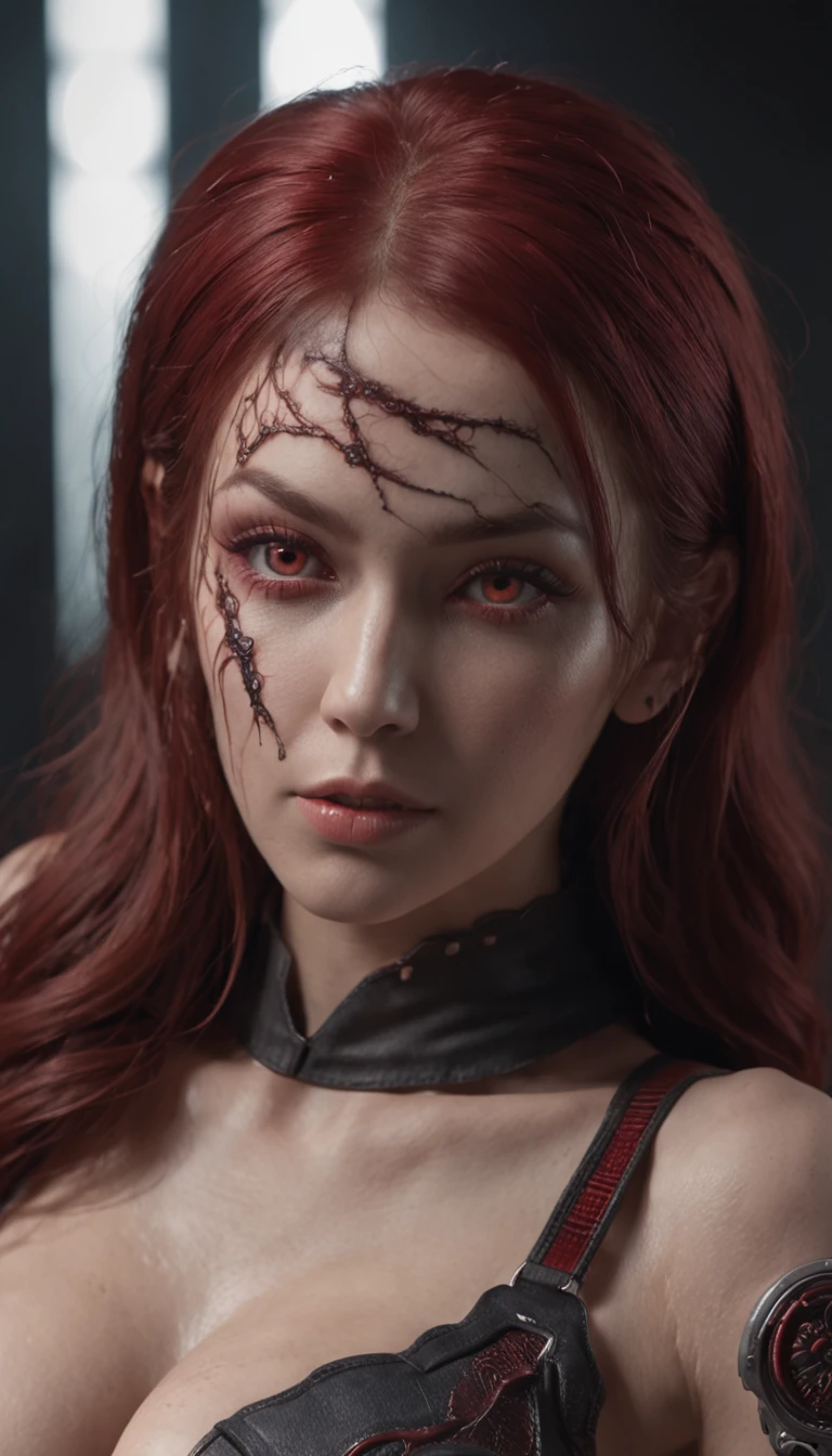 (professional 3d render:1.3) af (Realistic:1.3) most beautiful artwork photo in the world，Features soft and bloodied female heroes, ((Epic hero fantasy witch woman ugh wet hero angry look very long blood red hair with bangs and ferocious expression in dynamic pose, Fantastic location, Majestic cluttered environment)), full body 8k unity render, action  shot, skin pore, very dark lighting, heavyshading, Detailed, Detailed face, (vibrant, photograph realistic, Realistic, Dramatic, Dark, Sharp focus, 8K), (Old leather garments damaged by weathering:1.4), ((((Long blood red hair with bangs)))), (Intricate:1.4), decadent, (Highly detailed:1.4), Digital painting, rendering by octane, art  stations, concept-art, smooth, Sharp focus, illustration, Art germ, (loish:0.23), wlop ilya kuvshinov, and greg rutkowski and alphonse mucha gracias, (Global illumination, Studio light, volumettic light), heavy rain, particles floating, lotr, fantasy, tall, glowing luminescent orange eyes, full bodyesbian, ((Dark and ancient city background:1.3)),CGSesociety,art  stations