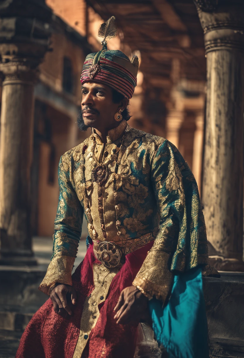 A portrait of a prince. Ele pode ser qualquer idade, Race or ethnicity. Ele pode estar vestido com qualquer tipo de roupa. O fundo pode ser qualquer lugar.