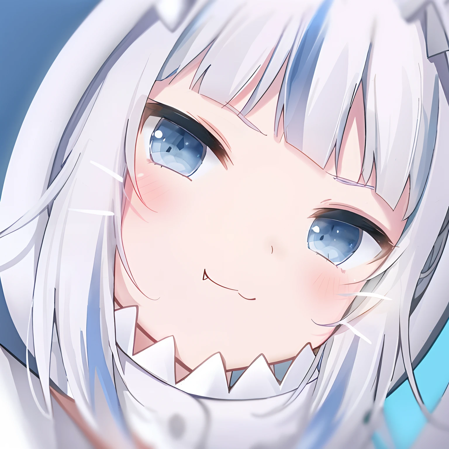 anime girl with white hair and blue eyes looking at camera, White Cat Girl, ahegao face, ahegao, cute anime face, shikamimi, nyaruko-san, [[[[grinning evily]]]], Soft anime illustration, grinning lasciviously, anime moe art style, clean and meticulous anime art, Hefty Smile