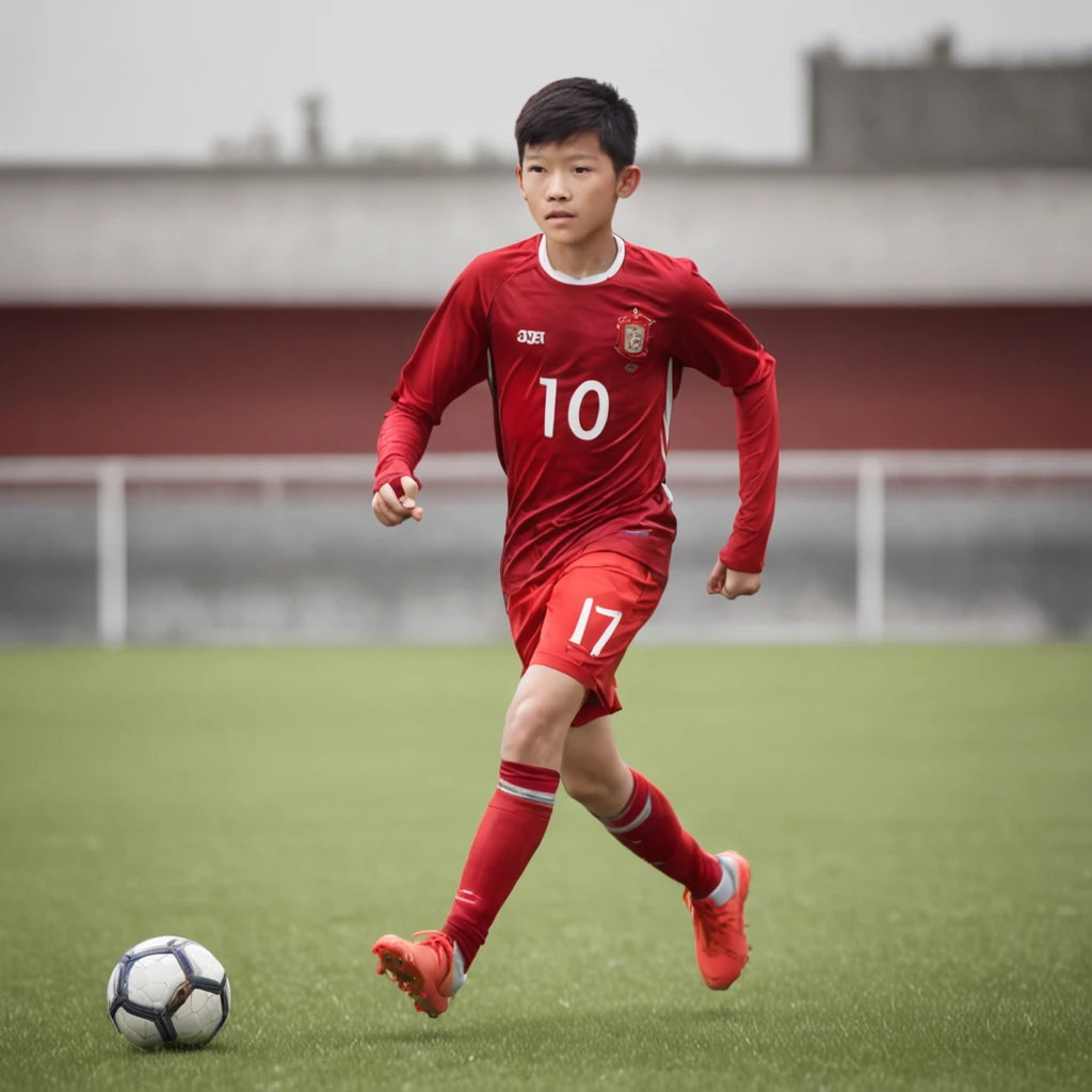 One height 1.75m 12-year-old Chinese teenager,Wearing the number 7 shirt of the Portuguese national football team,schoolboy,Strong and compact,Use snaps to capture the moment when teenagers play soccer,The background blends with the players from afar,Old Trafford Football Stadium,Exercise full body photo,Exercise full body photo,Football league,Cinematic texture,Positive key light,Fill light,(professional 3d render:1.3) af (Realistic:1.3) most beautiful artwork photo in the world, Full body 8K unified rendering, action shot, skin pore, Detailed, (vibrant, photograph realistic, Realistic, Dramatic, Dark, Sharp focus, 8K), , ((((The number 7 shirt of the Portuguese national football team)))), ,(Highly detailed:1.4), Digital painting, rendering by octane, art stations, concept-art, smooth, Sharp focus, illustration, wlop ilya kuvshinov, and greg rutkowski and alphonse mucha gracias, (Global illumination, Studio light, volumettic light),