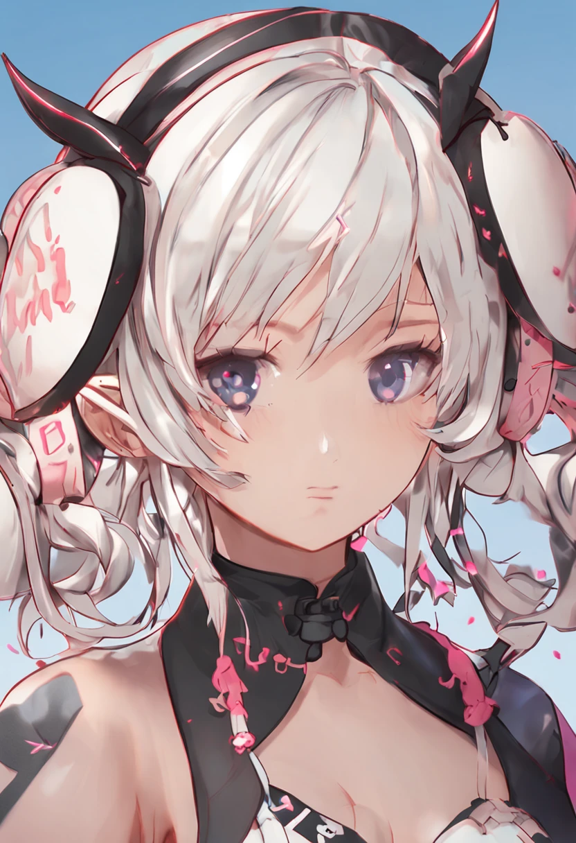 black hair, hair bobbles, wince, longeyelashes, solid circle eyes, fake animal ears, light smile, ear blush, fang, drop shadow, anaglyph, tachi-e, atmospheric perspective, 8k, ccurate, best quality