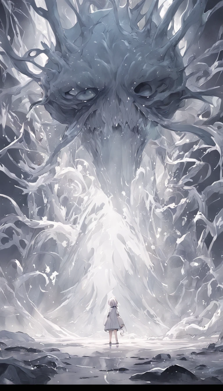 Transparent pure white background,Pure white space,(Gray Slime Blob Monster), protrude,,((Gray slime explosion)), Checkered floor,mess, newspaper,独奏