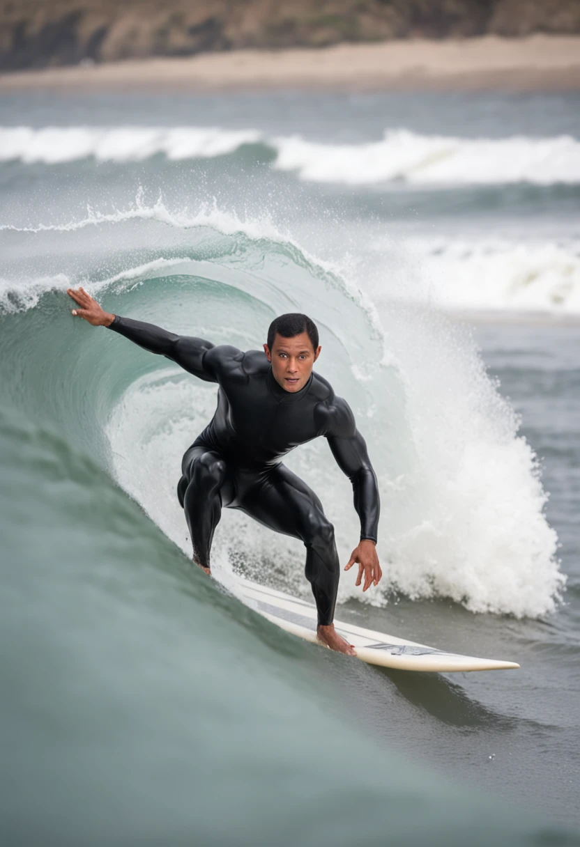 male people,Black combat uniform,surfing,Stand up surfing,Walk through the Wave Hole