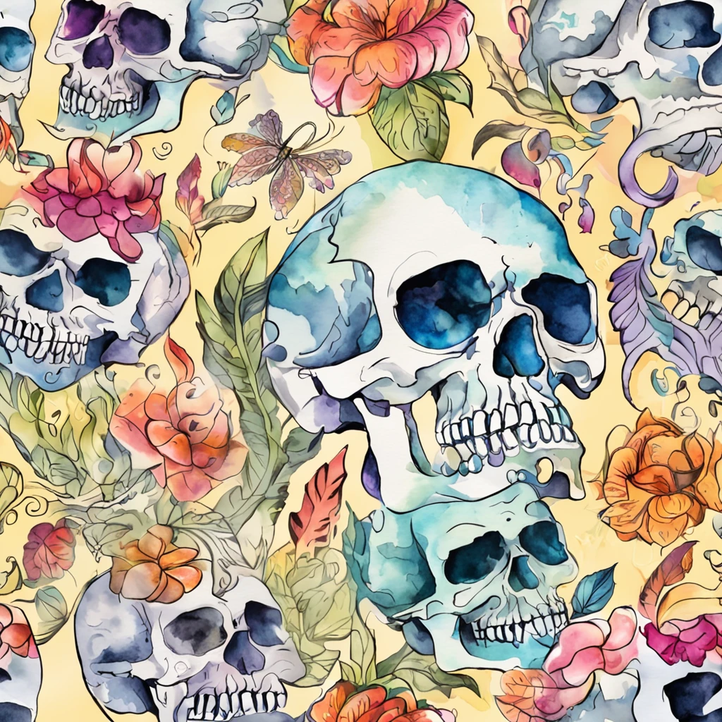 Hand drawn skull,There was smoke,Unreal,Seamless mode,Feel free to typeset,Fluorescence effect,plethora of colors