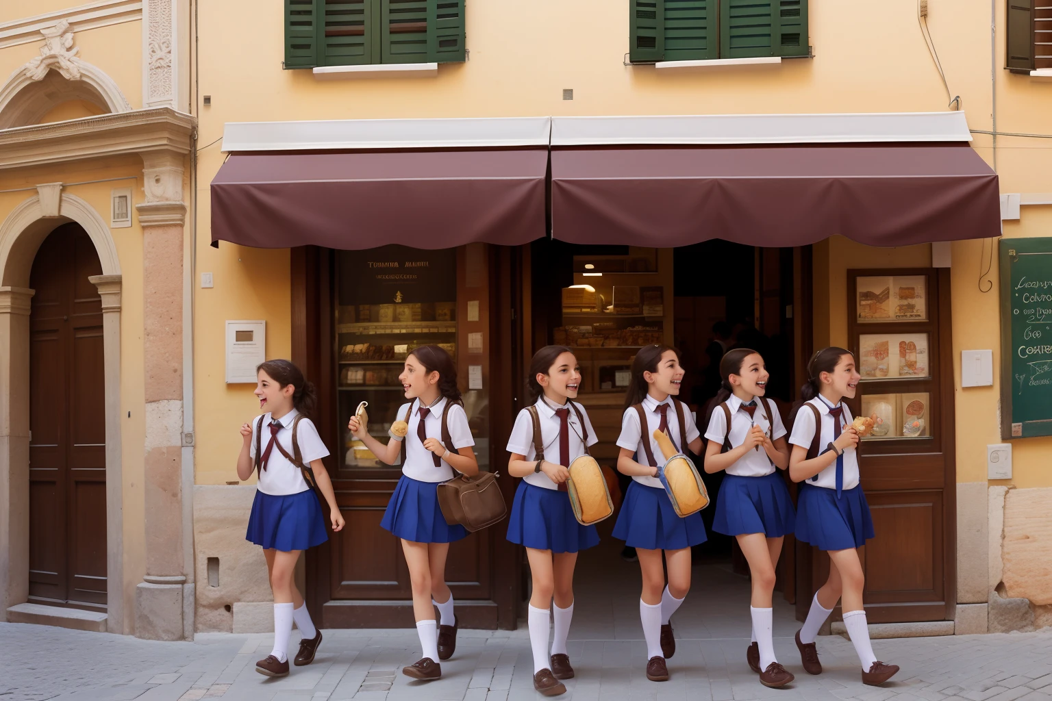 Year: 2012
Country: Italy
Description: In the historic streets of Rome, a group of tweens dressed in school uniforms walk by ancient ruins and gelato shops, their laughter echoing against the picturesque architecture.