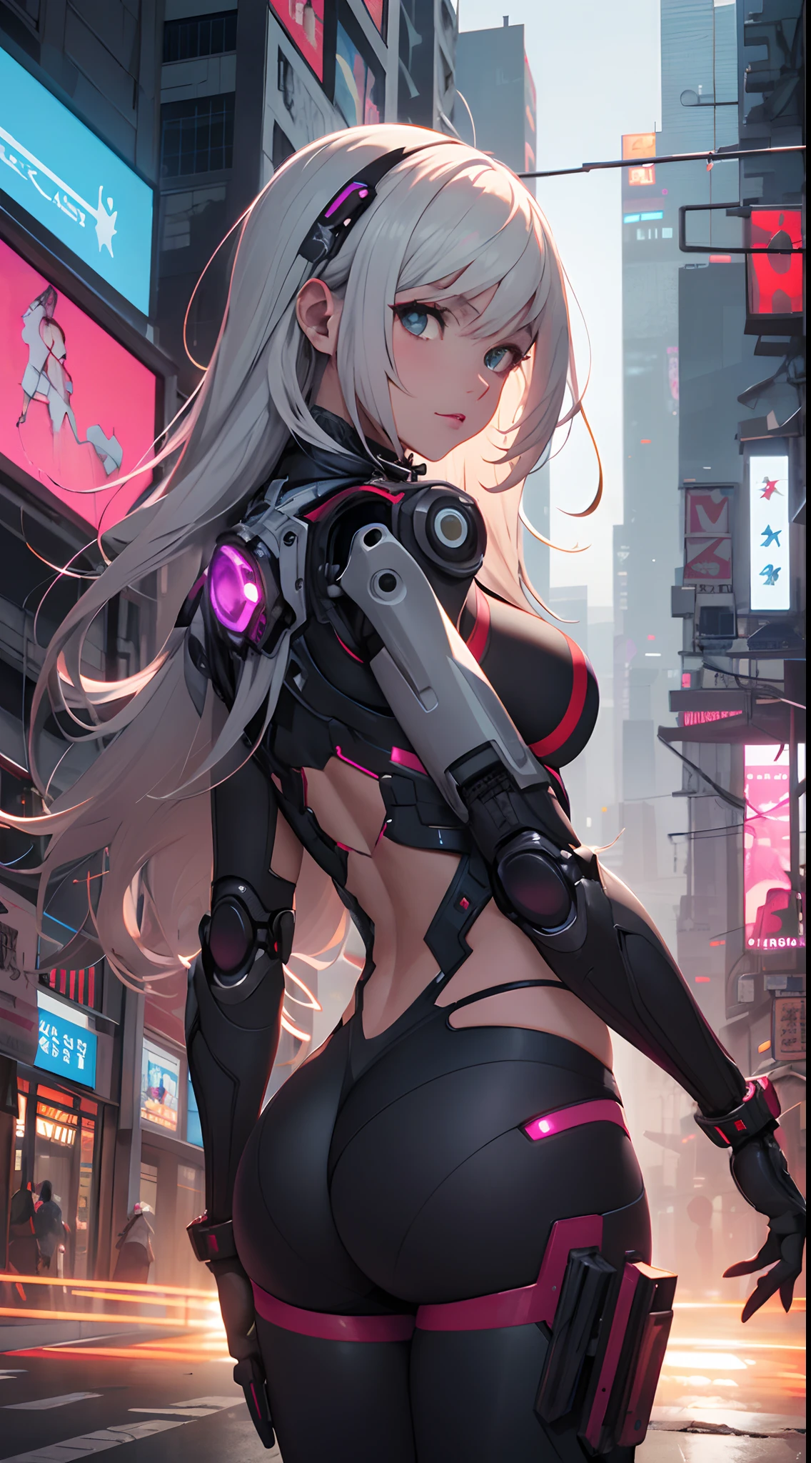 Motor irreal:1.4,UHD,La mejor calidad:1.4, fotorrealista:1.4, textura de la piel:1.4, Obra maestra:1.8,Chica de anime con atuendo futurista posando en una ciudad por la noche, Cyberpunk anime chica mech, Arte digital cyberpunk anime, Anime Arte cyberpunk, Chica de anime cyberpunk, Chica femenina de anime cyberpunk, Linda Chica Cyborg, Mejor fondo de pantalla de Anime 4K Konachan, Oppai cyberpunk, Digital Cyberpunk - Arte Anime, arte de anime cyberpunk, girl in mecha cyber armor, Perfecto anime cyborg mujer
