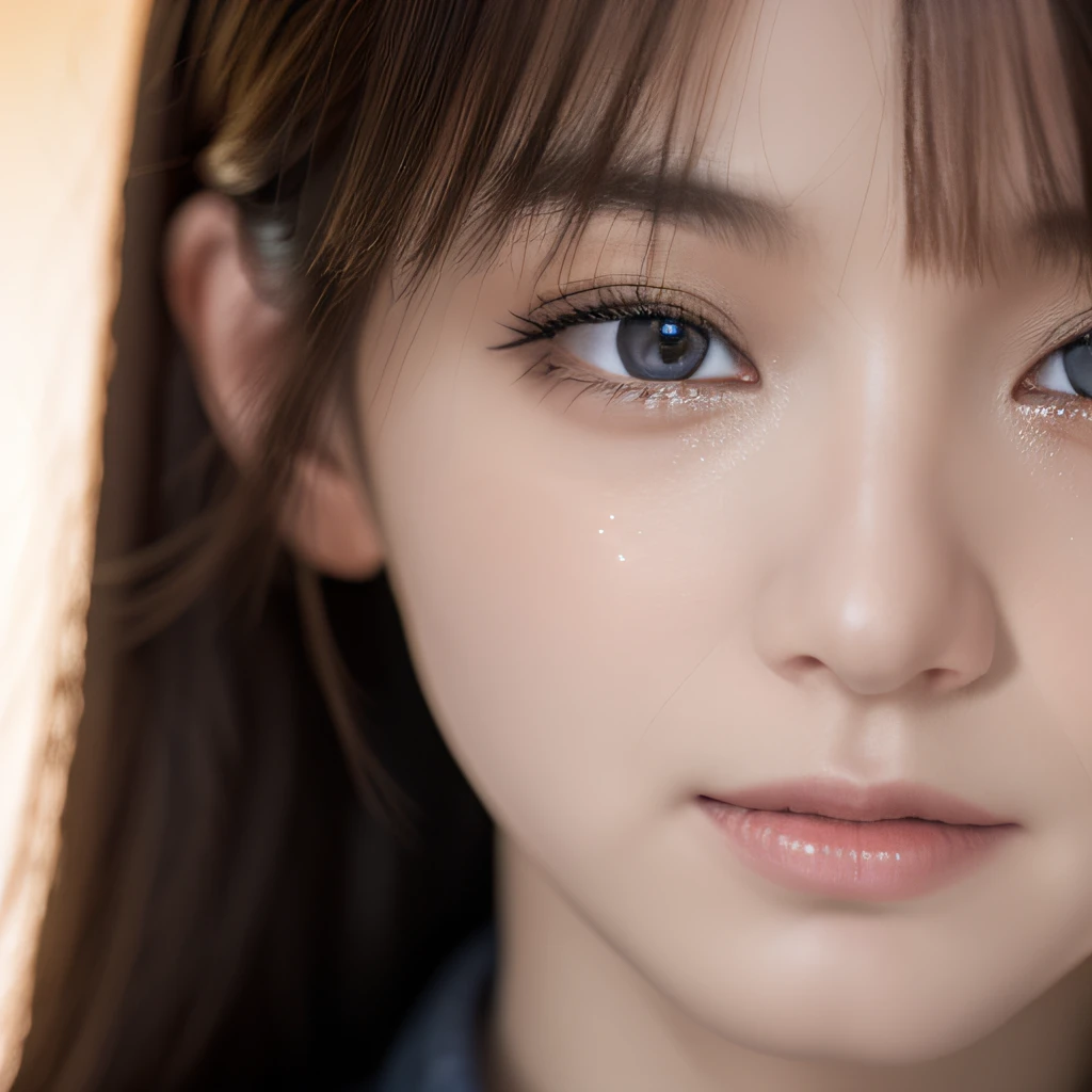 （hyper realstic）， （illustratio）， （hight resolution）， （8K）， （Very detailed）， （beautiful and delicate eyes）， （best qualtiy）， （Super Detail）， （tmasterpiece）， Beautiful face，（Detailed face），sideface， Clear facial features, 二重まぶた，milkyW，Fair skin， highdetailskin， Realistic details of skin， Visible Pore, shift dresses:1.1，A half body，Bust Photo，absurd res，enticing，超A high resolution，Ultra photo realsisim，Very detailed，the golden ratio，（dynamicposes），Sad tears，动态照明