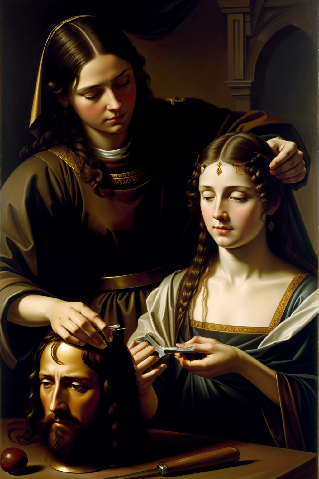 Oil painting, Judith cutting the head of Holofernes