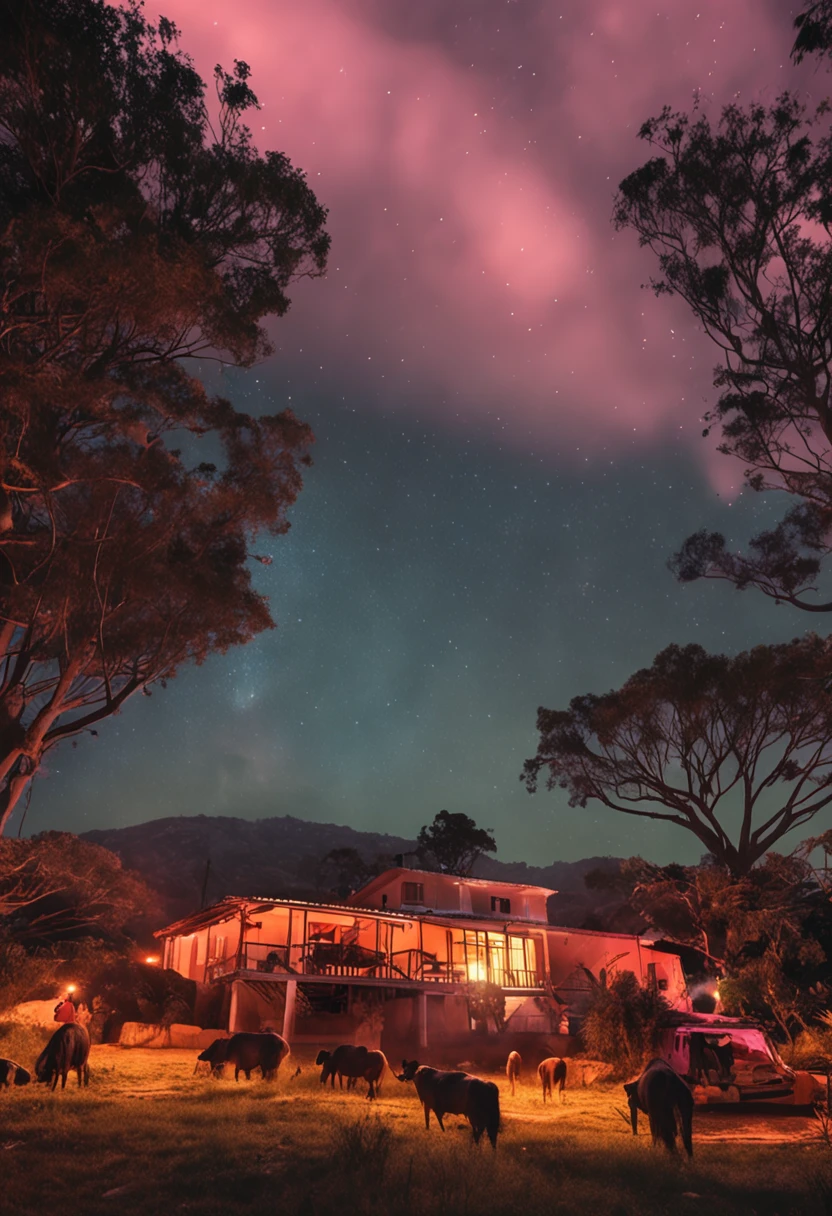 noite chuvosa janela com paisagem distante um quarto sem humanos