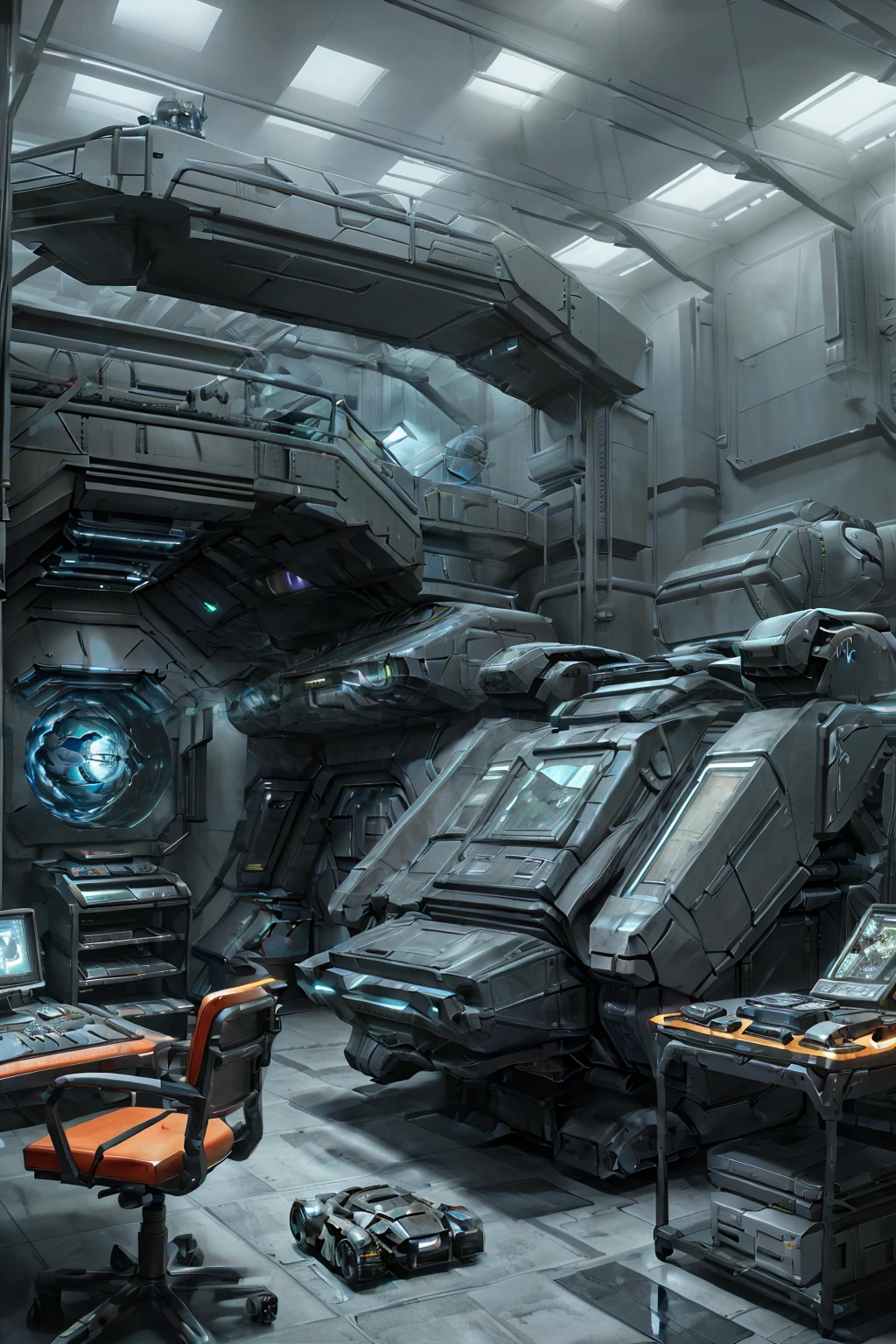 SF room with all kinds of technical equipment, surreal sci fi set design, Science - Indoor Phi, SF Nightclub, scifi room, sci-fi style, Science Fiction Digital Art, stefan koidl inspired, Futuristic Halls, Science Phi Digital Art Illustration, sci-fi style, sci - fi look, Science Fiction Digital Painting