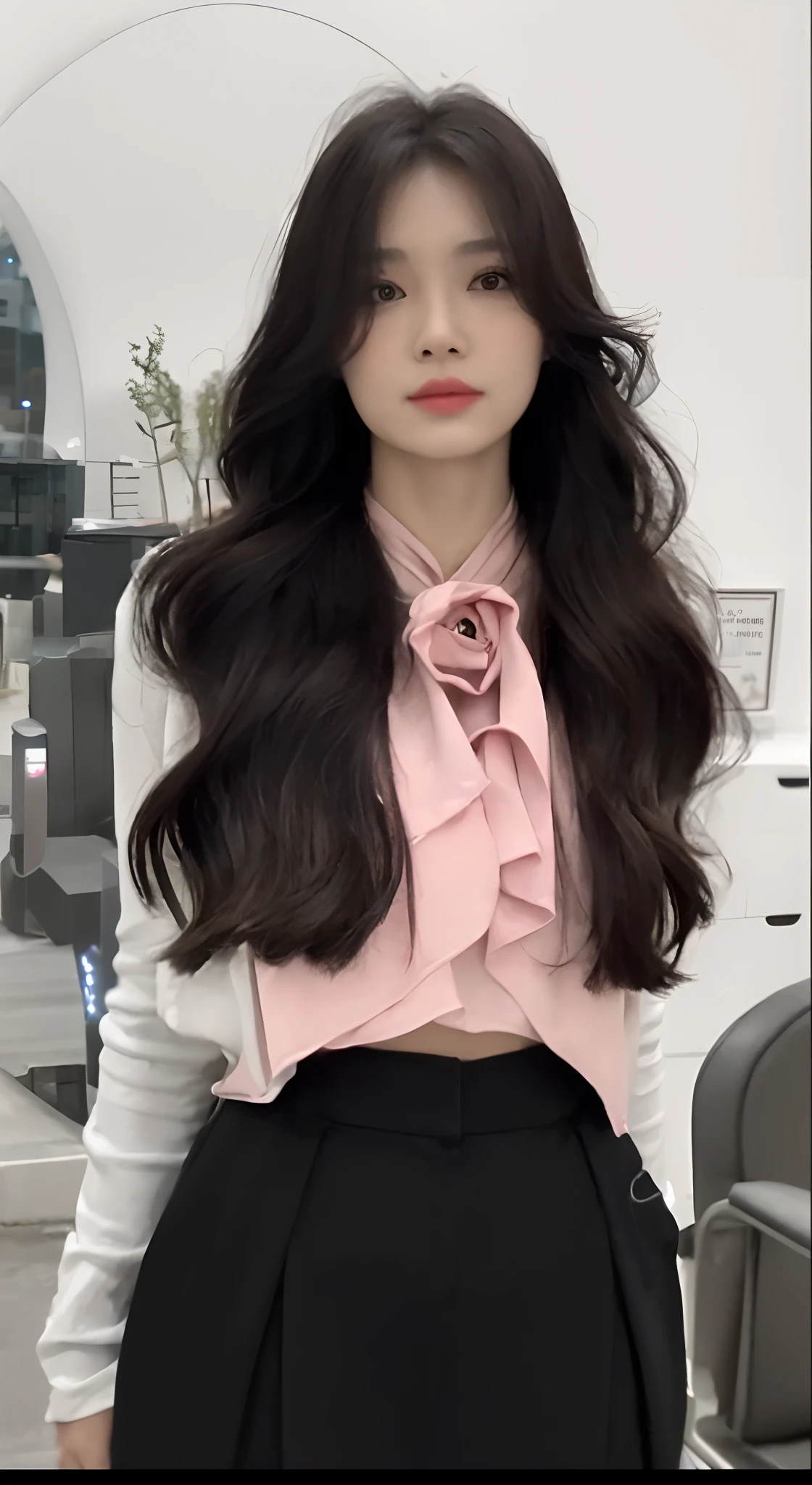 ((Midnight, Best quality, 8k, Masterpiece :1.3)), Whole body, Long legs, Sharp focus :1.2, A pretty woman with perfect figure :1.4, Slender abs :1.1, ((Dark brown hair, Big breasts :1.2)), (White tight tshirt, Jean bib, Standing:1.2), ((Night city view, Rooftop:1.3)), Highly detailed face and skin texture, Detailed eyes, Double eyelid