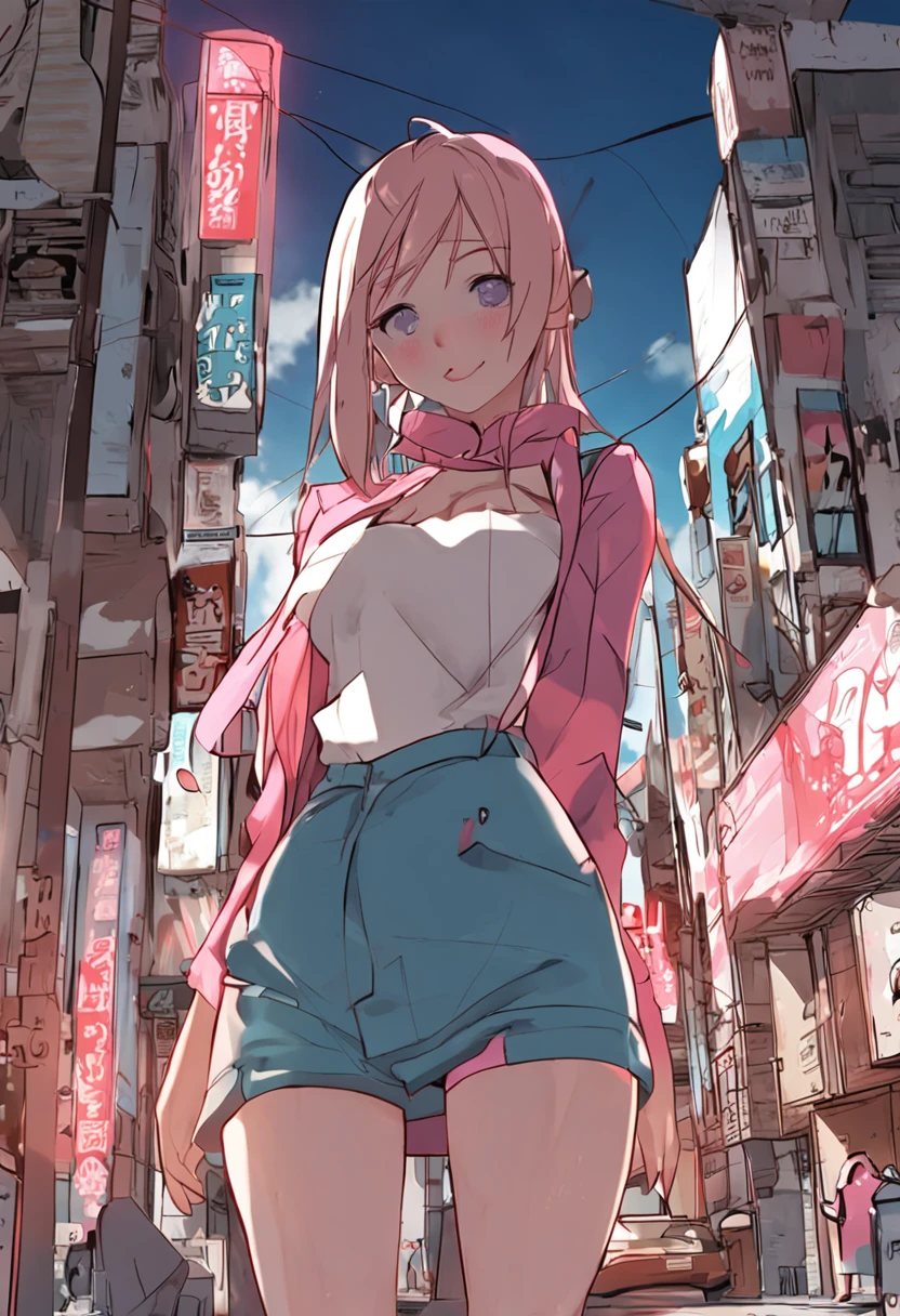 An anime girl,No clothes,Lift a slender beautiful leg,Bare feet raised high,The tongue is stuck out of the mouth,The expression is shy