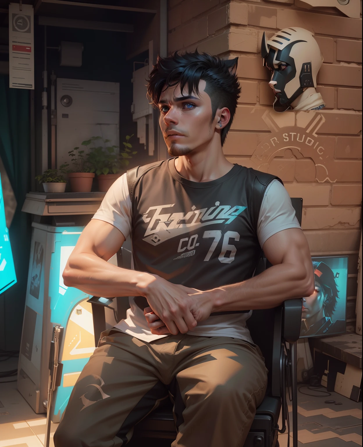 change background cyberpunk hundsome boy realistic face 8k ultra realistic