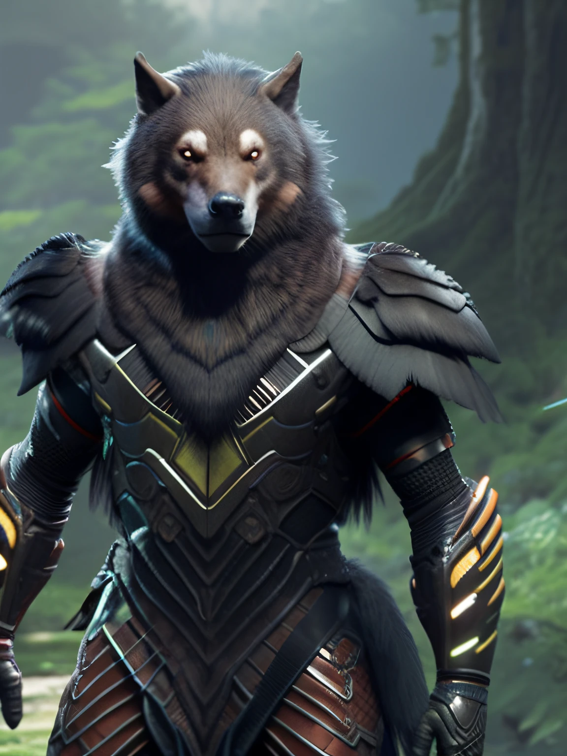 ultimate death wolf Looking at the viewer red eyes glowing in the dark Aquaman Cosplay original artwork by terabruno 