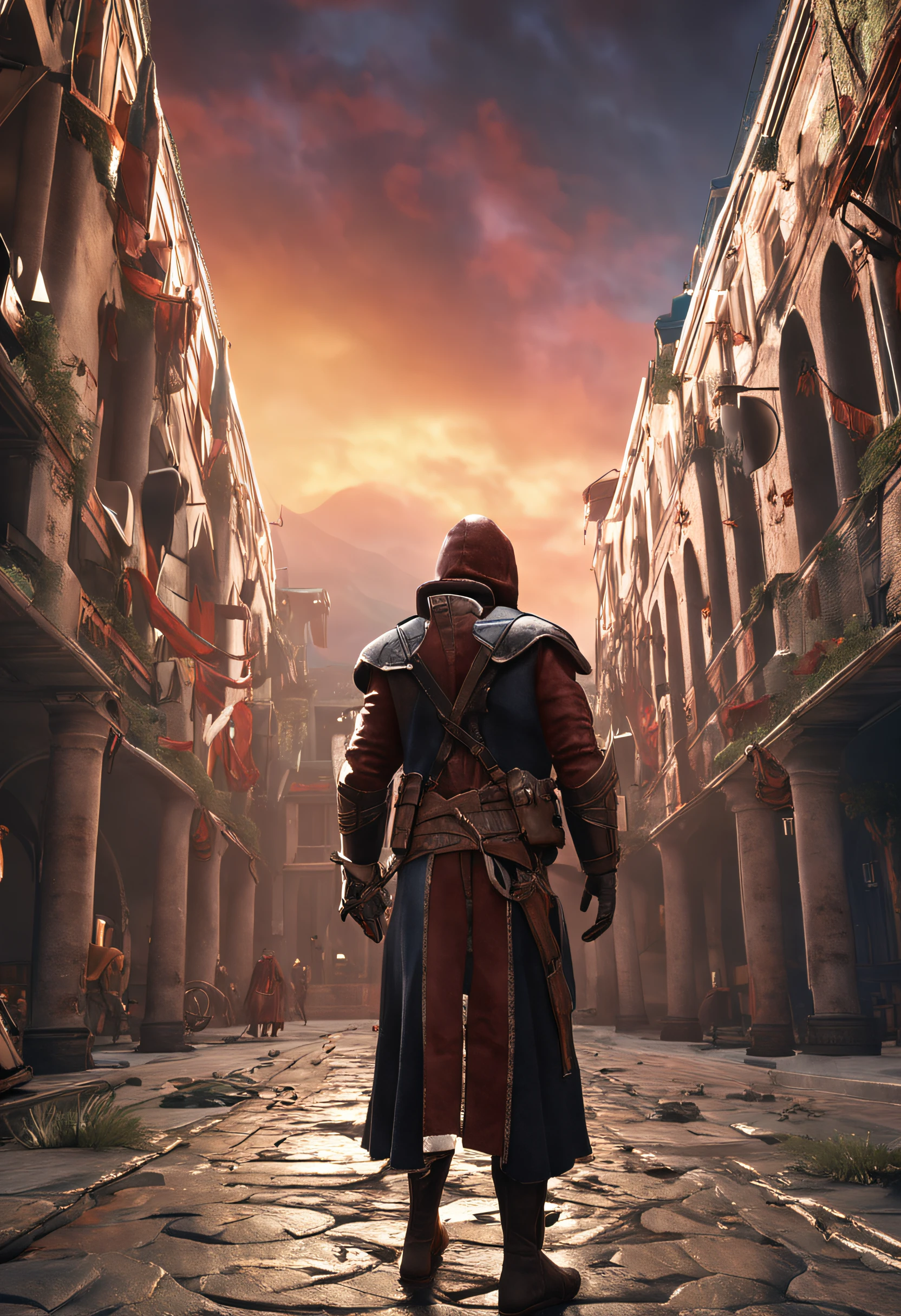 Assassin's Creed is a game full of personality, Artgerm and Atey Ghailan, medium shot of two characters, Rendu portrait 8k, Art germ ; 3d unreal engine, Unreal 5. RPG portrait,