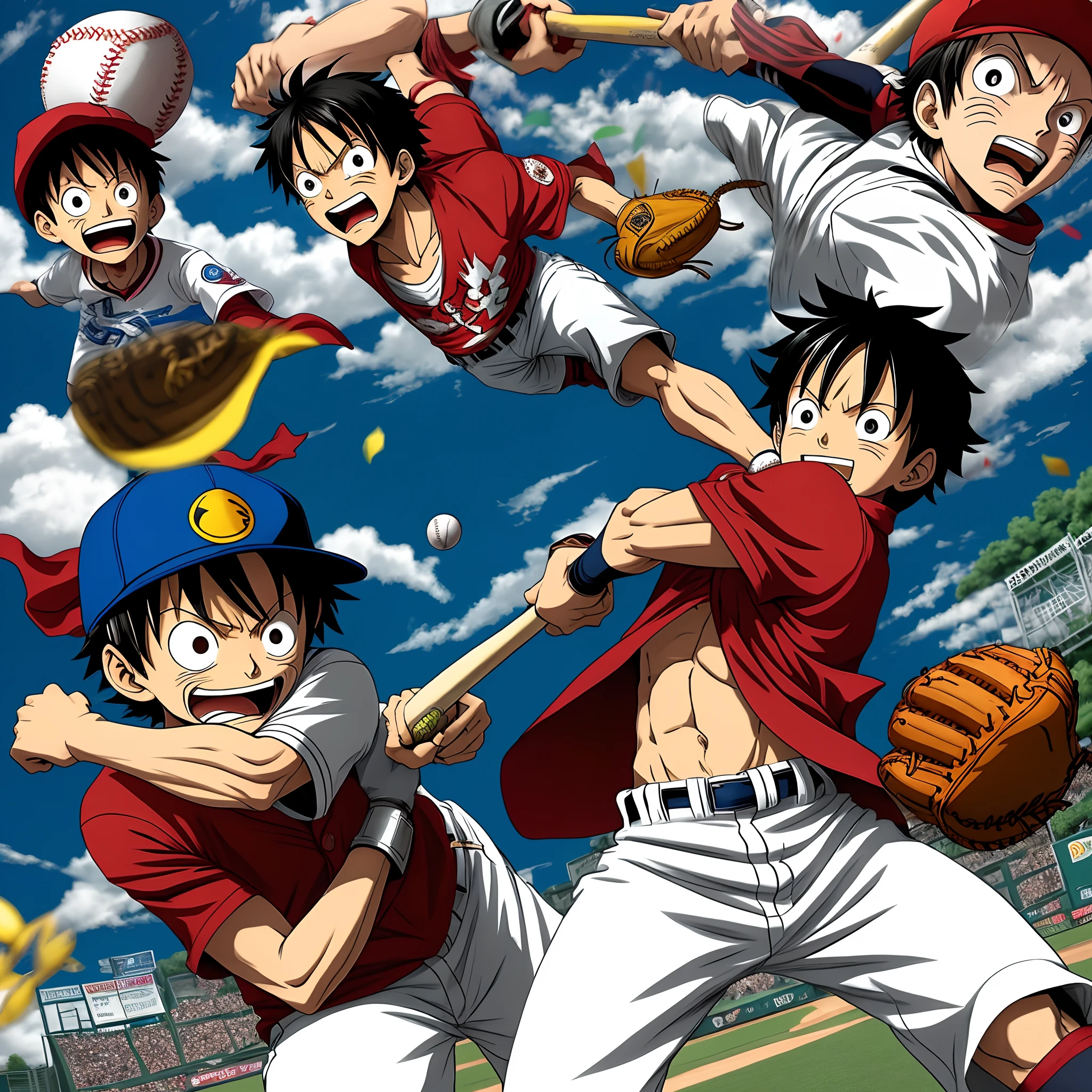 Luffy swings a baseball