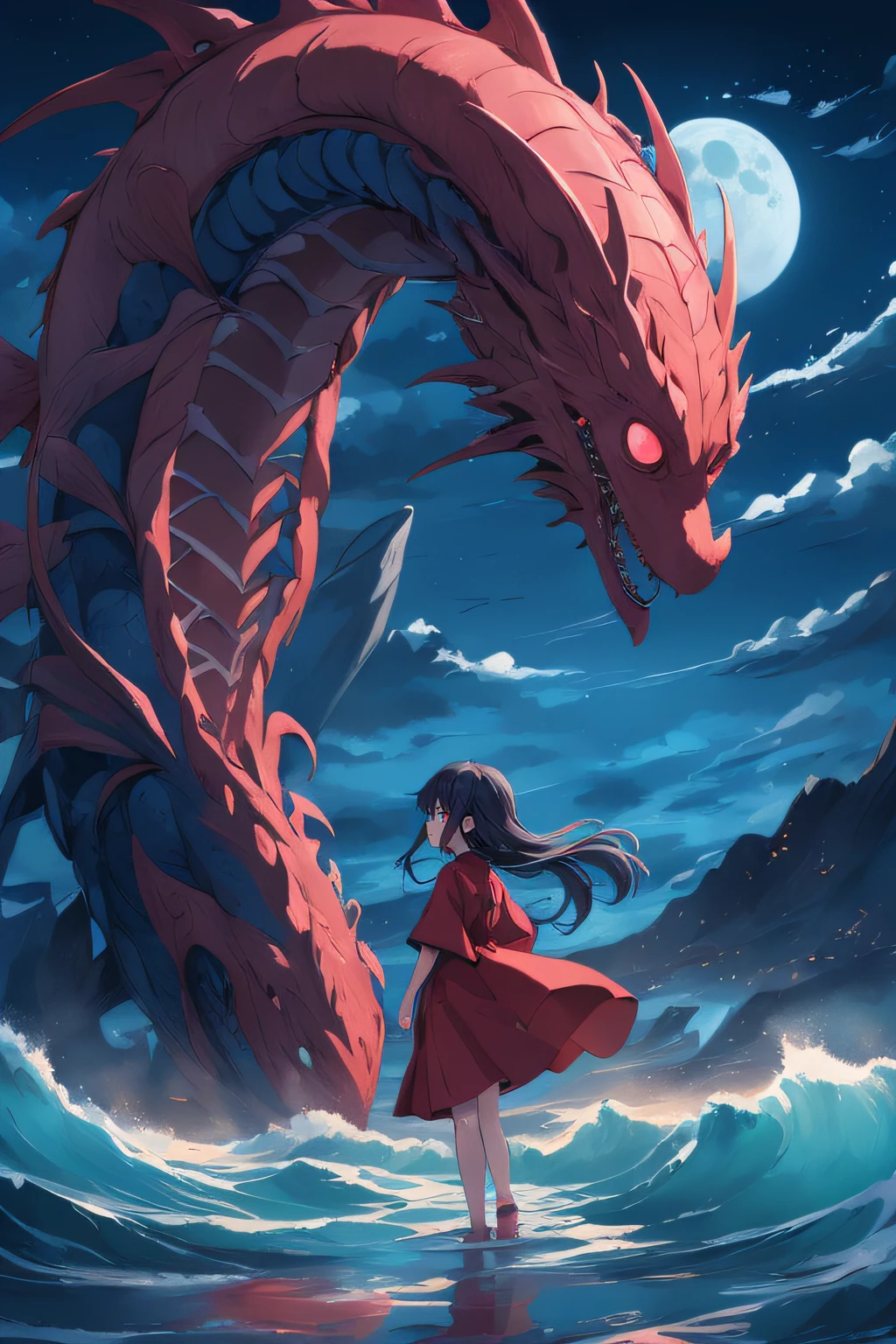 clutching a sword，red - eyed