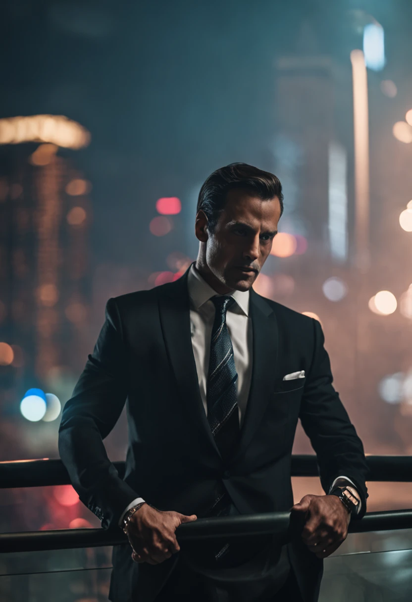 arafed man in a suit adjusting his tie in the dark, wearing a suit and a tie, wearing suit and tie, subject detail: wearing a suit, wearing a suit and tie, wearing business suit, wearing a business suit, wearing suit, wearing robes and neckties, suit and tie, wearing a suit, wearing a strict business suit, wearing black business suit