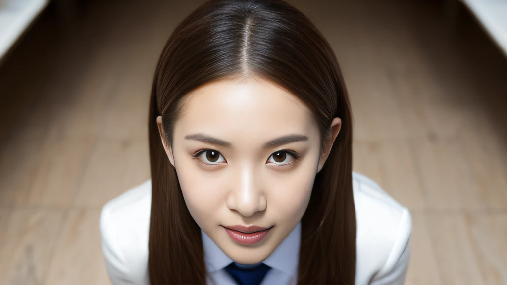 Beijing yellow-haired girl、White Skin Skin、chineseidol、年轻、Thick eyebrows、Black eyes、biting lip、Full of arrogance、Cheer Uniforms、Custom JF clothing、(1 female secondary school student)、In the school infirmary、Sit on the bar、Slim eyebrows、Brown hairpins、hentail realism、8K、tmasterpiece、A high resolution、、anatomically correcte、、from above view、32K quality