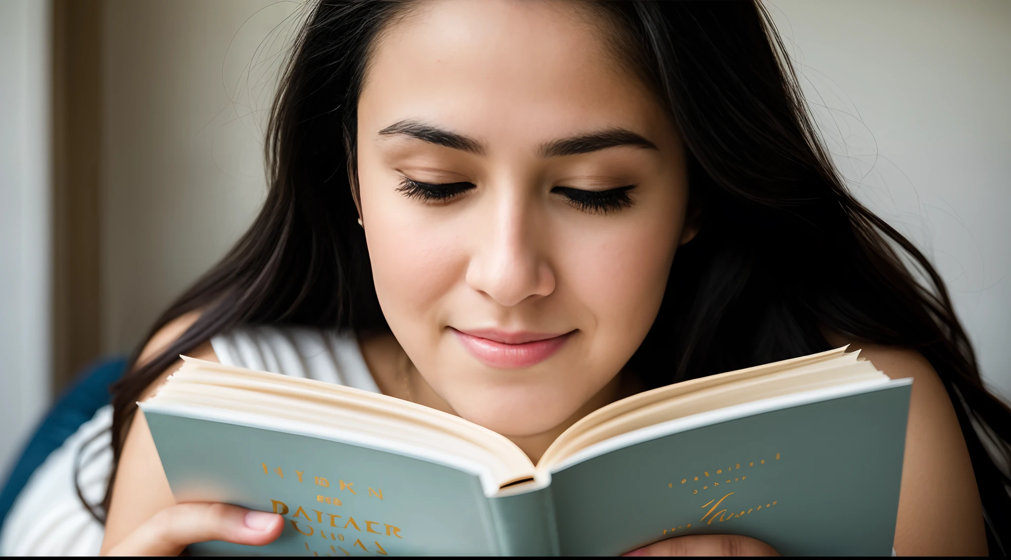 instagram photo, closeup face photo The enchanting moment when a woman loses herself in the pages of literature, her expressions echoing the stories she embraces, Nikon D850 with 50mm f/1.4 lens, soft natural light, candid literature photography.