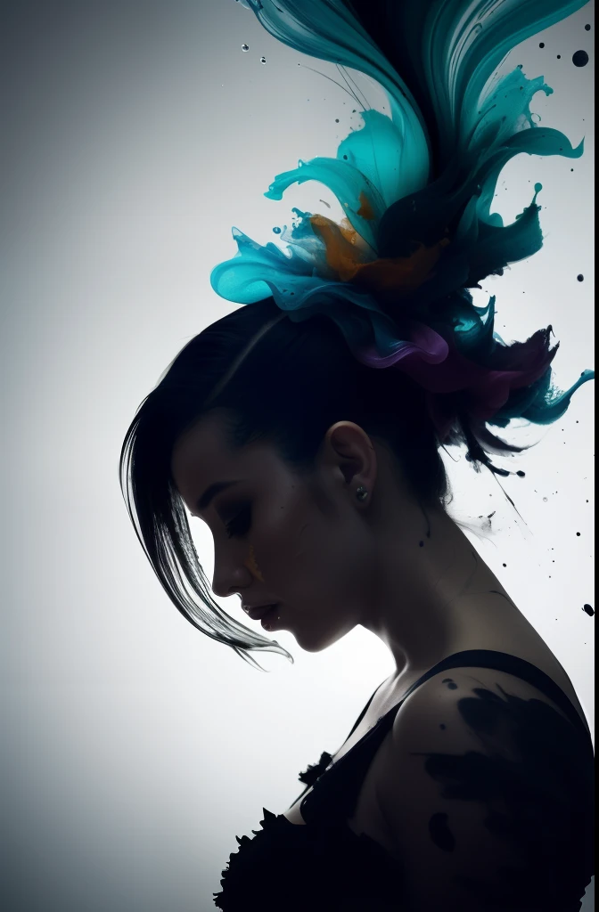 Alberto seveso art, dancing sillhouette, water ink, ink water, ink cloud, alberto seveso art, loose painting style, intricate detail, cinematic lighting, octane render, 8k render, volumetric lighting