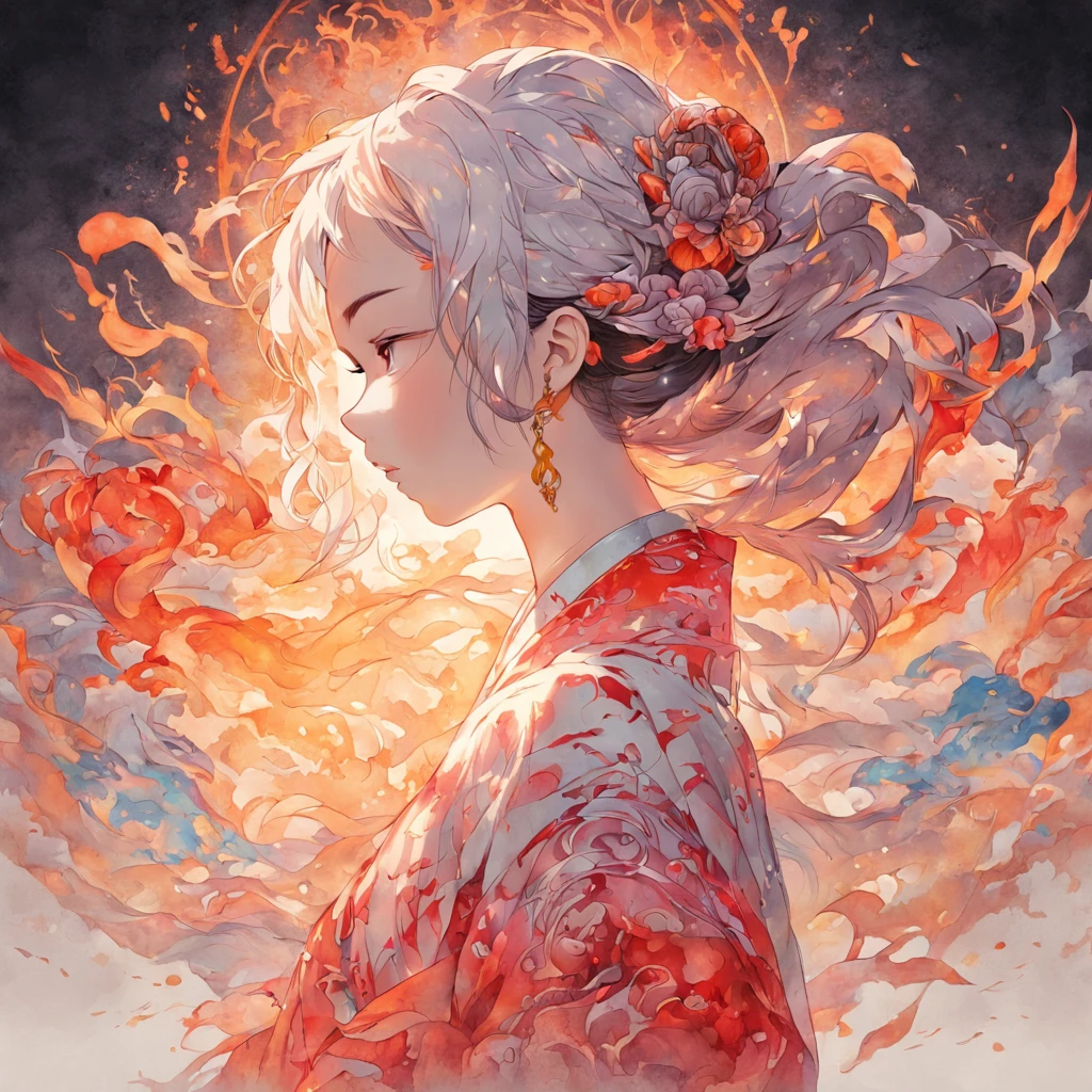 (White background:1.4),(Silhouette of a girl's head, Eyes closed, colorfull long hair, Oriental elements),(Chinese illustration:1.3,paper art:1.3, Quilted paper art:1.2),( reasonable design, Clear lines, High sharpness,Best quality, Very detailed, Masterpiece, movie light effect, 4K )