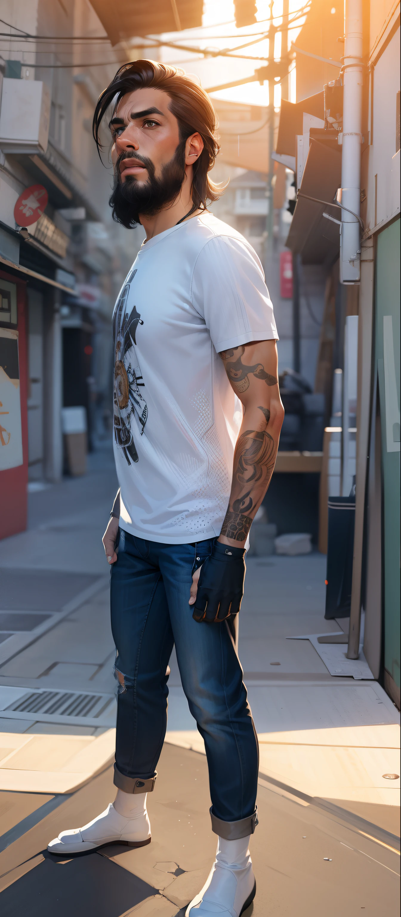 Change background cyclepunk handsome boy realistic face ultra realist