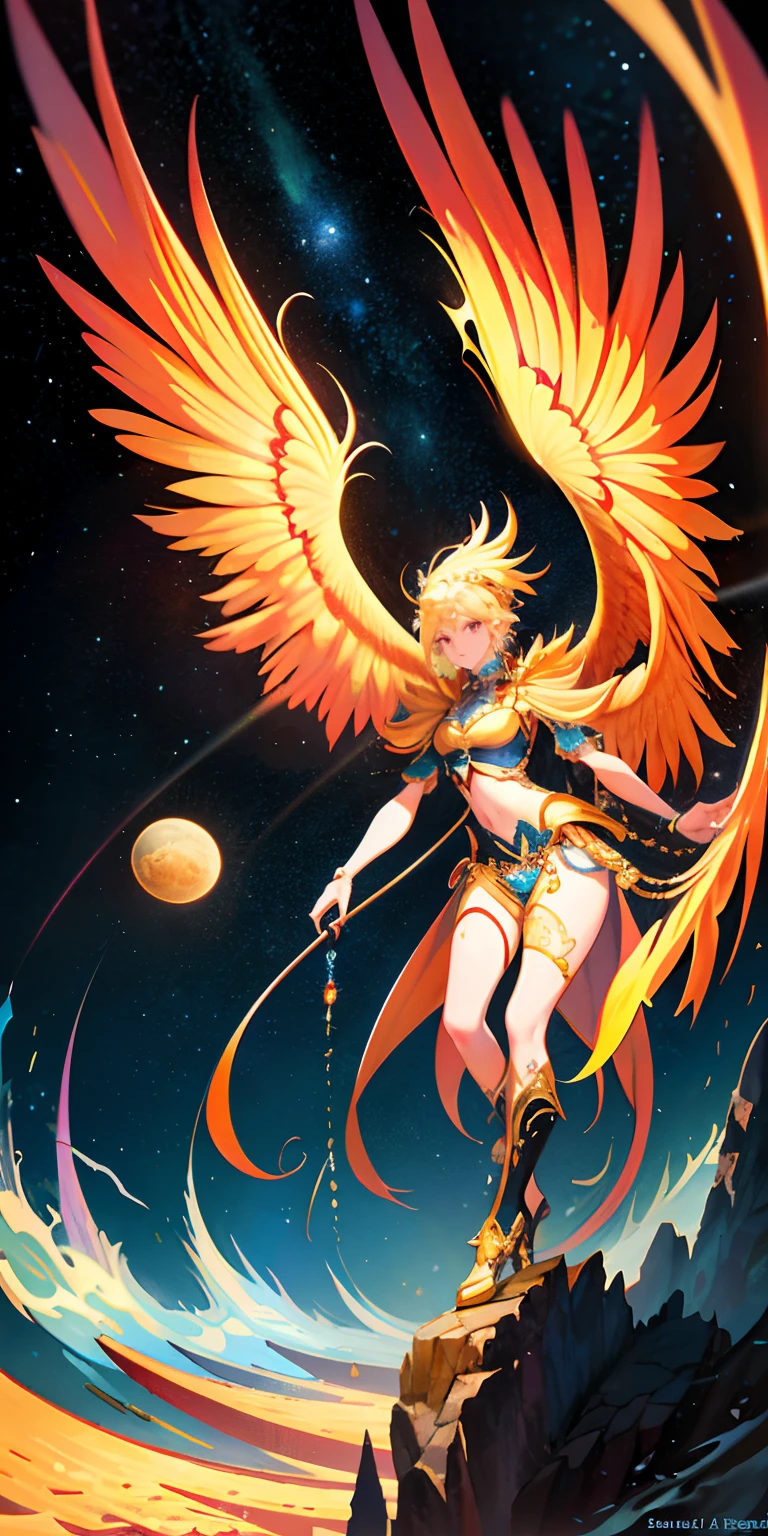 (tmasterpiece,top Quority,best qualtiy,offcial art,Beauty and aesthetics:1.2),(1 Phoenix),Extremely detailed,(s fractal art:1.3),extremely colorful,Most detailed