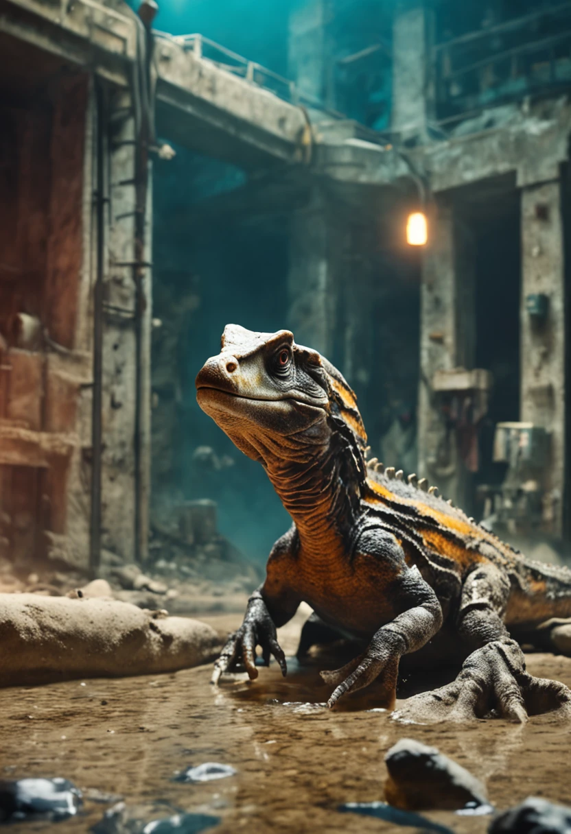A velociraptor was submerged in the concrete of the construction site